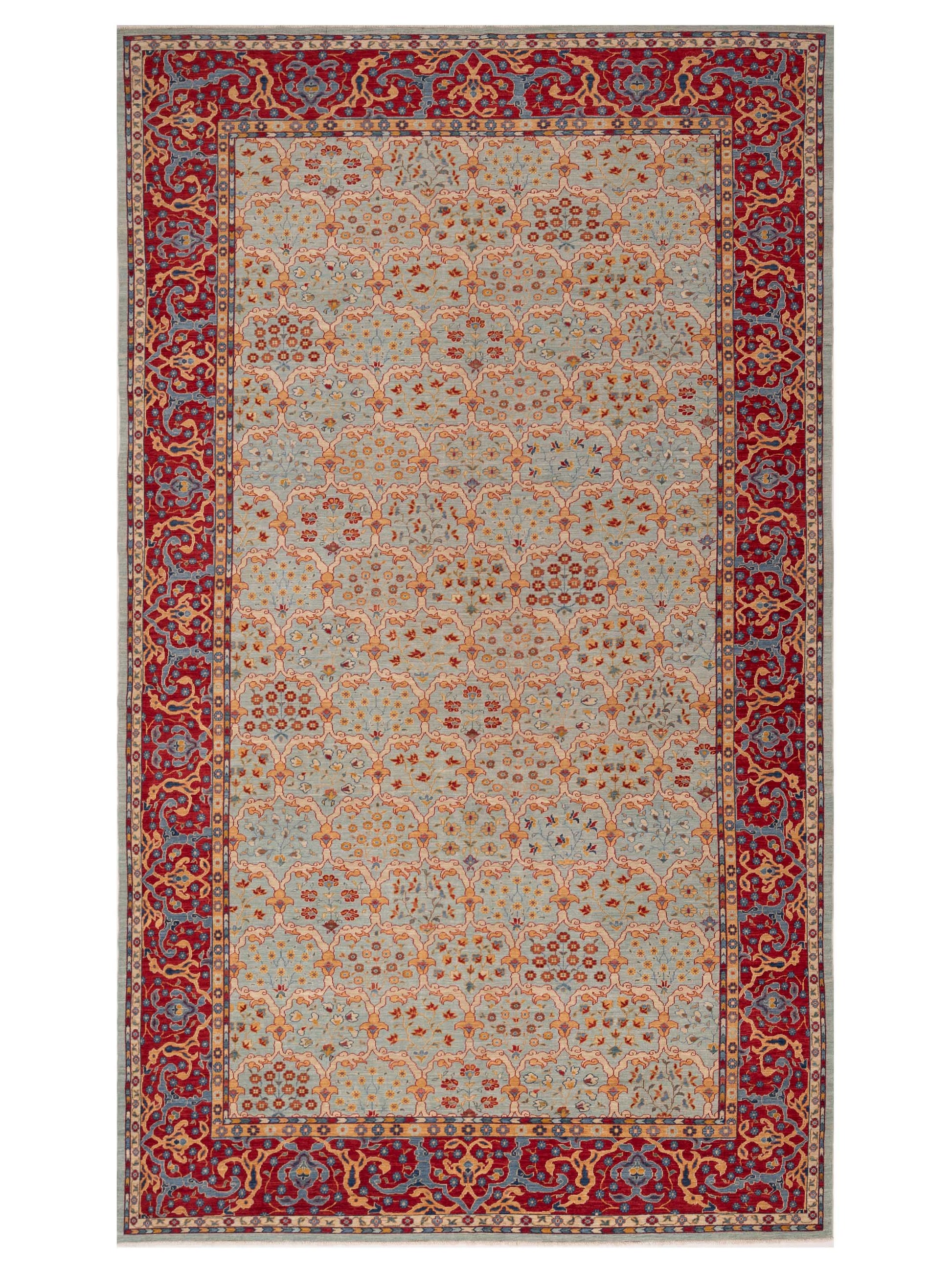 Pasha Antique Loom Fine  Sea Blue Red Traditional