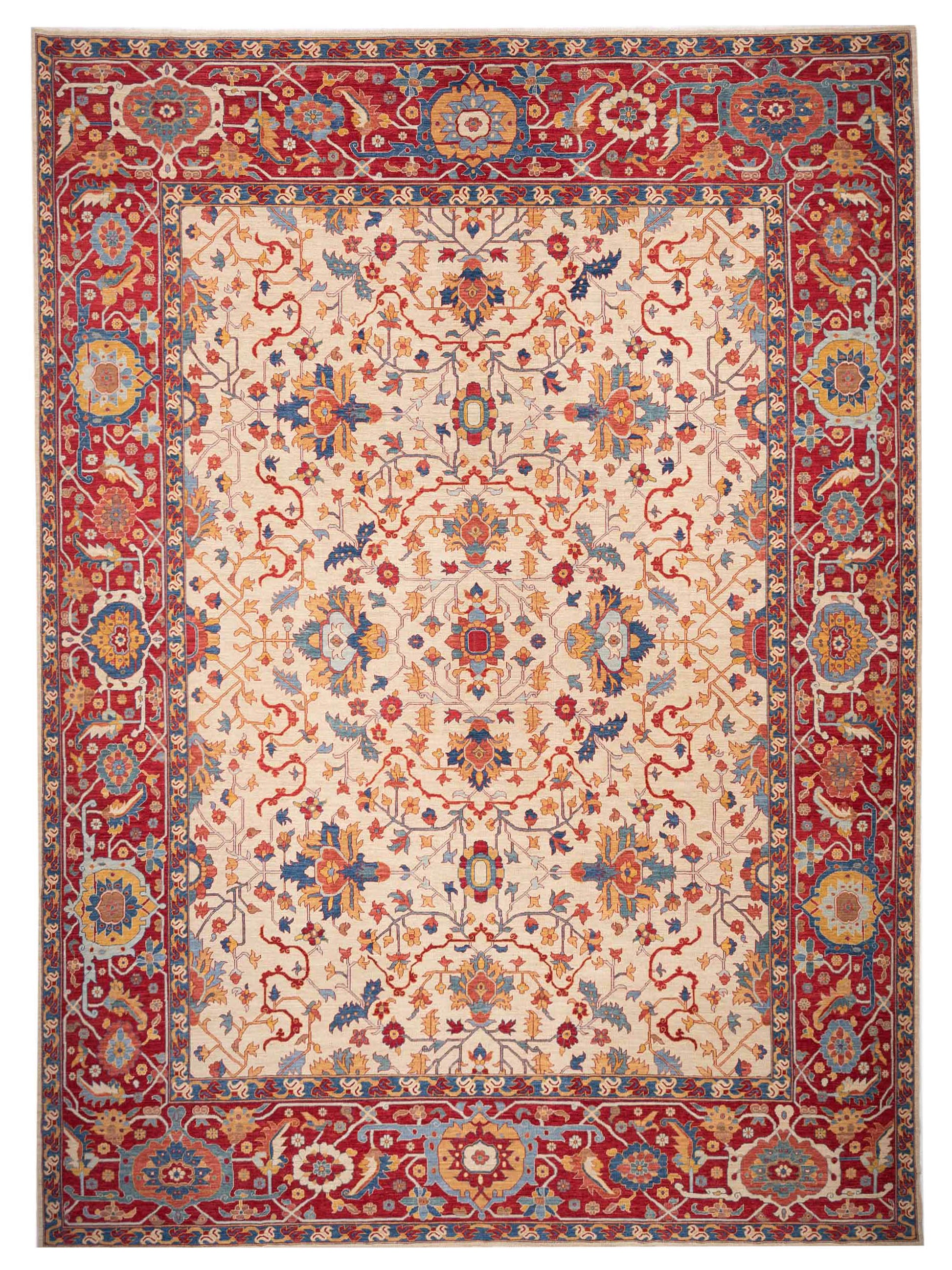 Pasha Antique Loom Fine  Ivory Red Traditional