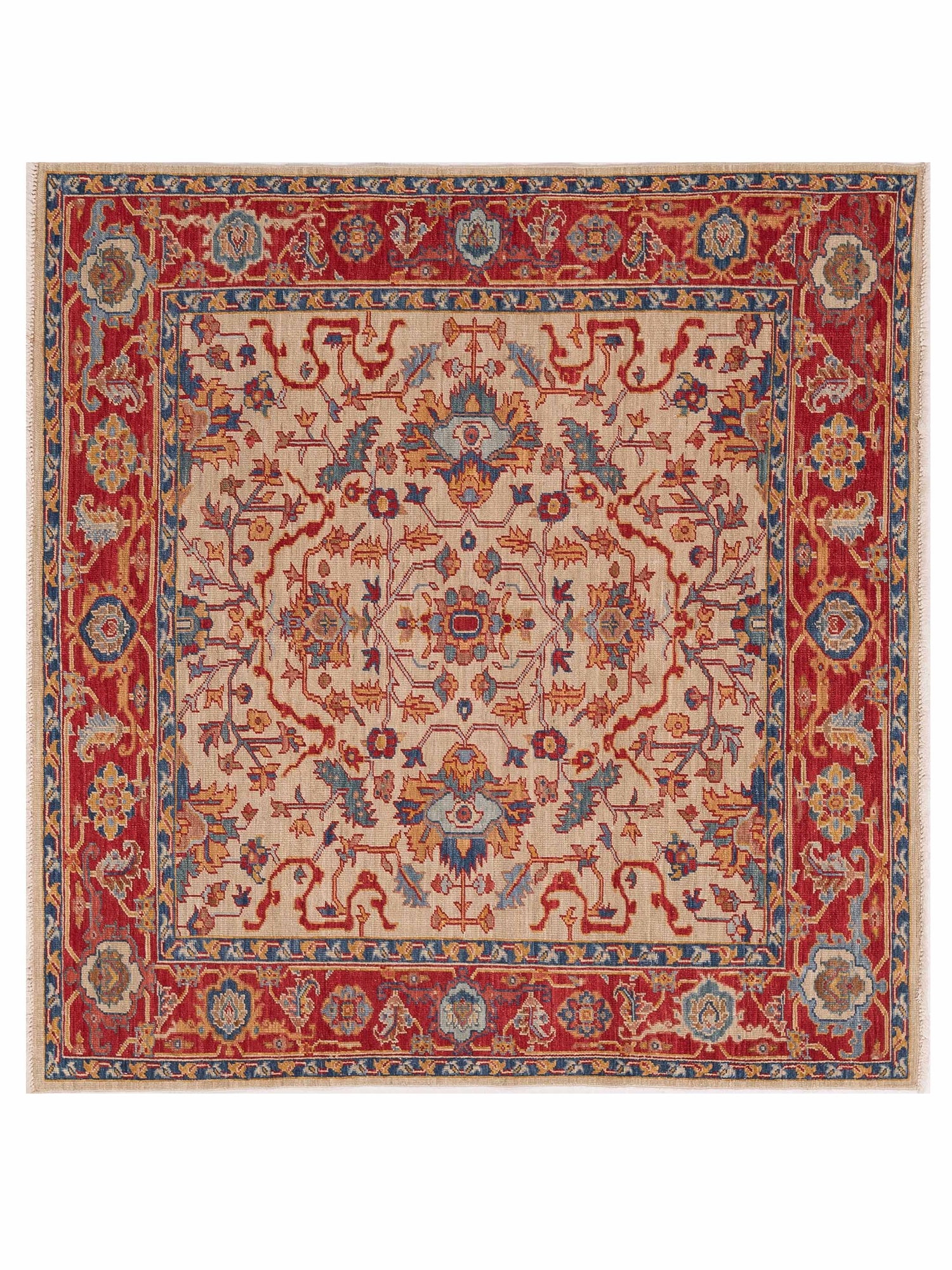 Pasha Antique Loom Fine  Ivory Red Traditional