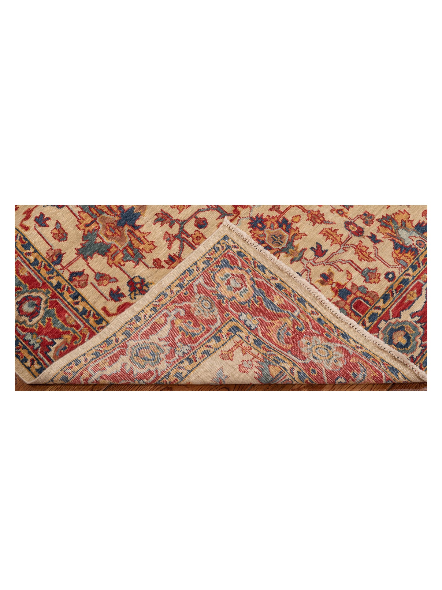 Antique Loom Fine 147225 Ivory Red 4x18.11 Hand Knotted Rug