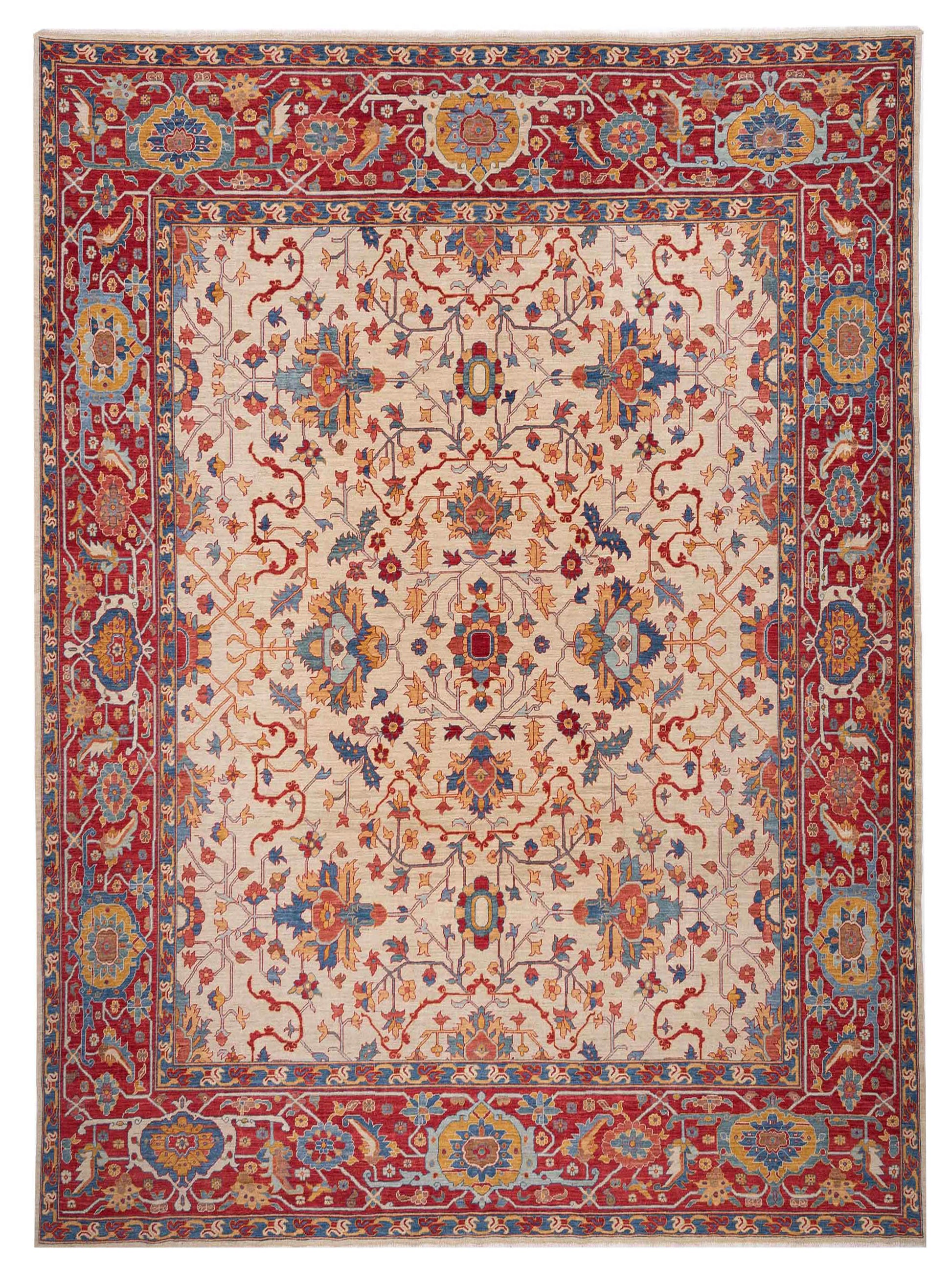 Pasha Antique Loom Fine  Ivory Red Traditional