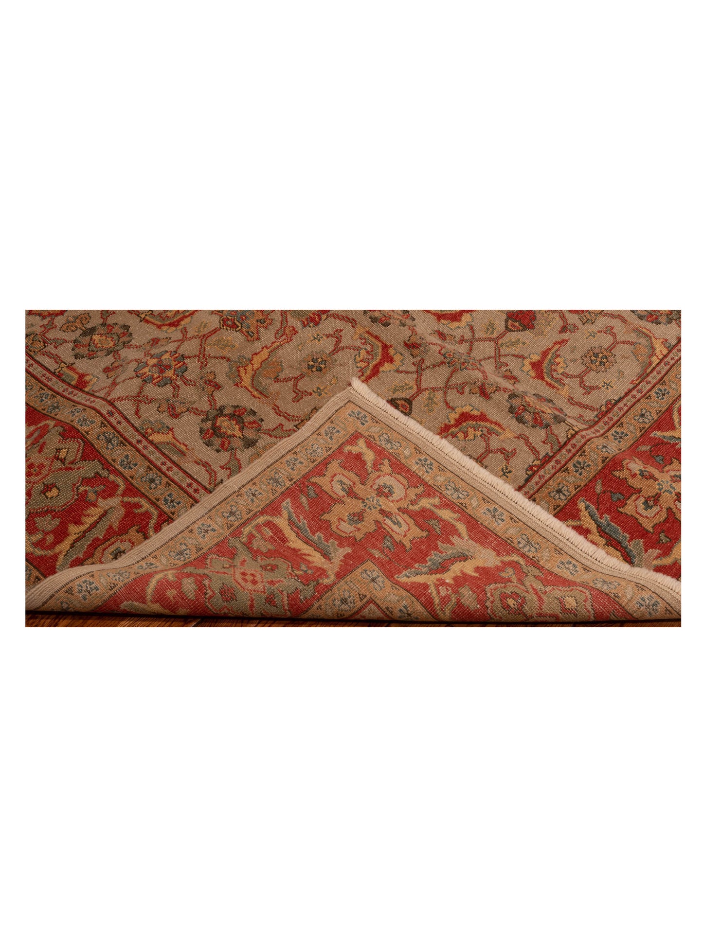 Antique Loom 147438 Beige Red 5.8x7.11 Hand Knotted Rug