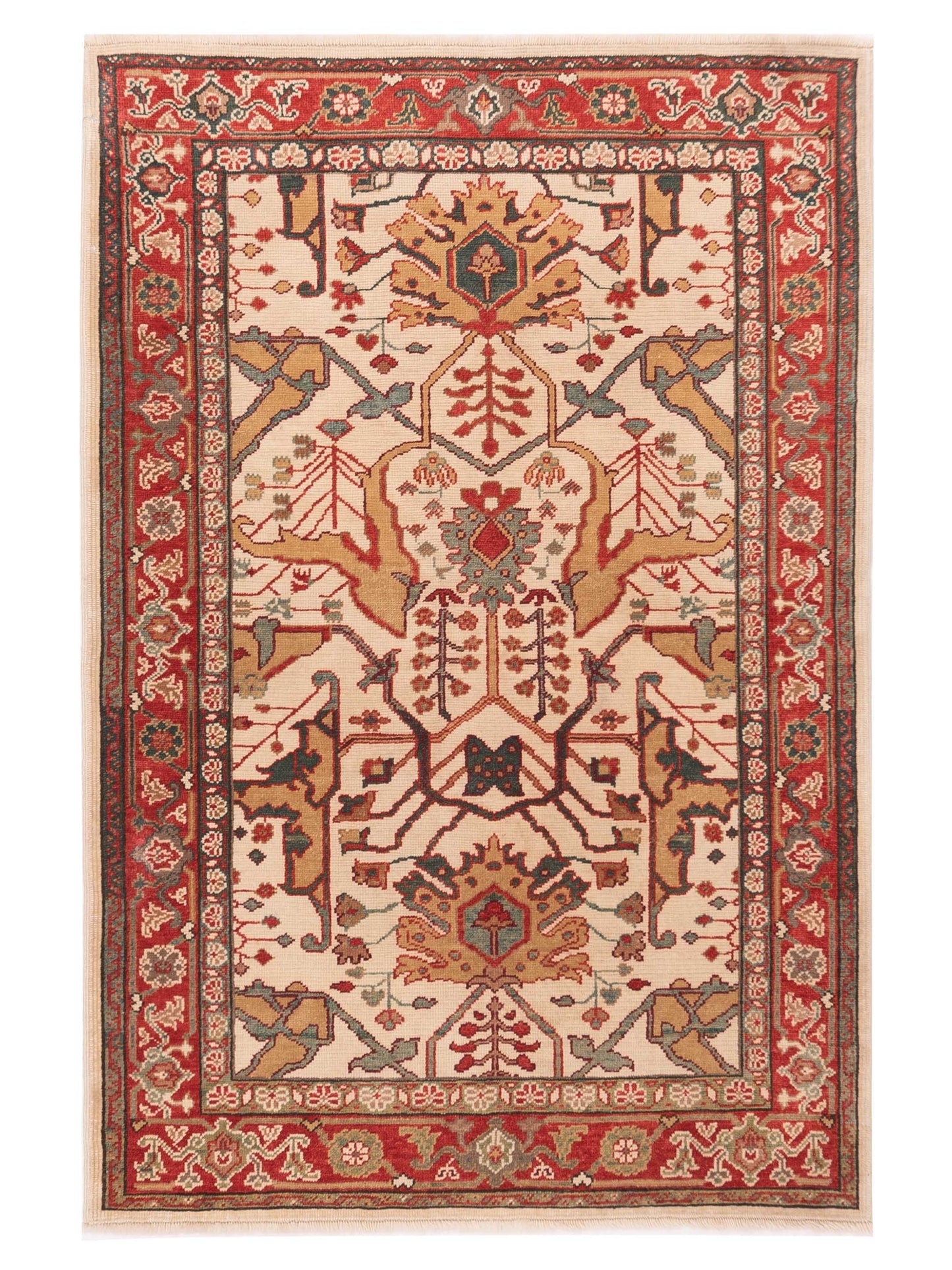 Pasha Antique Loom  Ivory Red Traditional