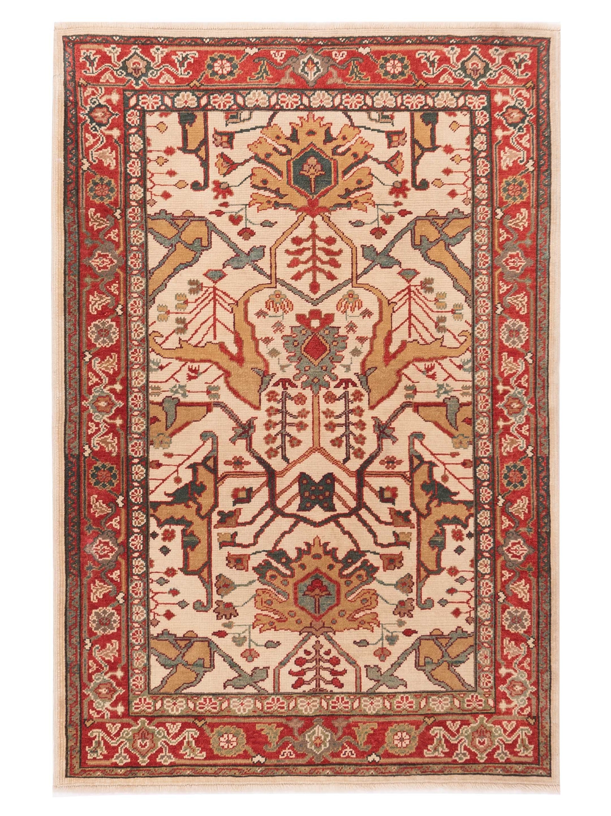 Pasha Antique Loom  Ivory Red Traditional