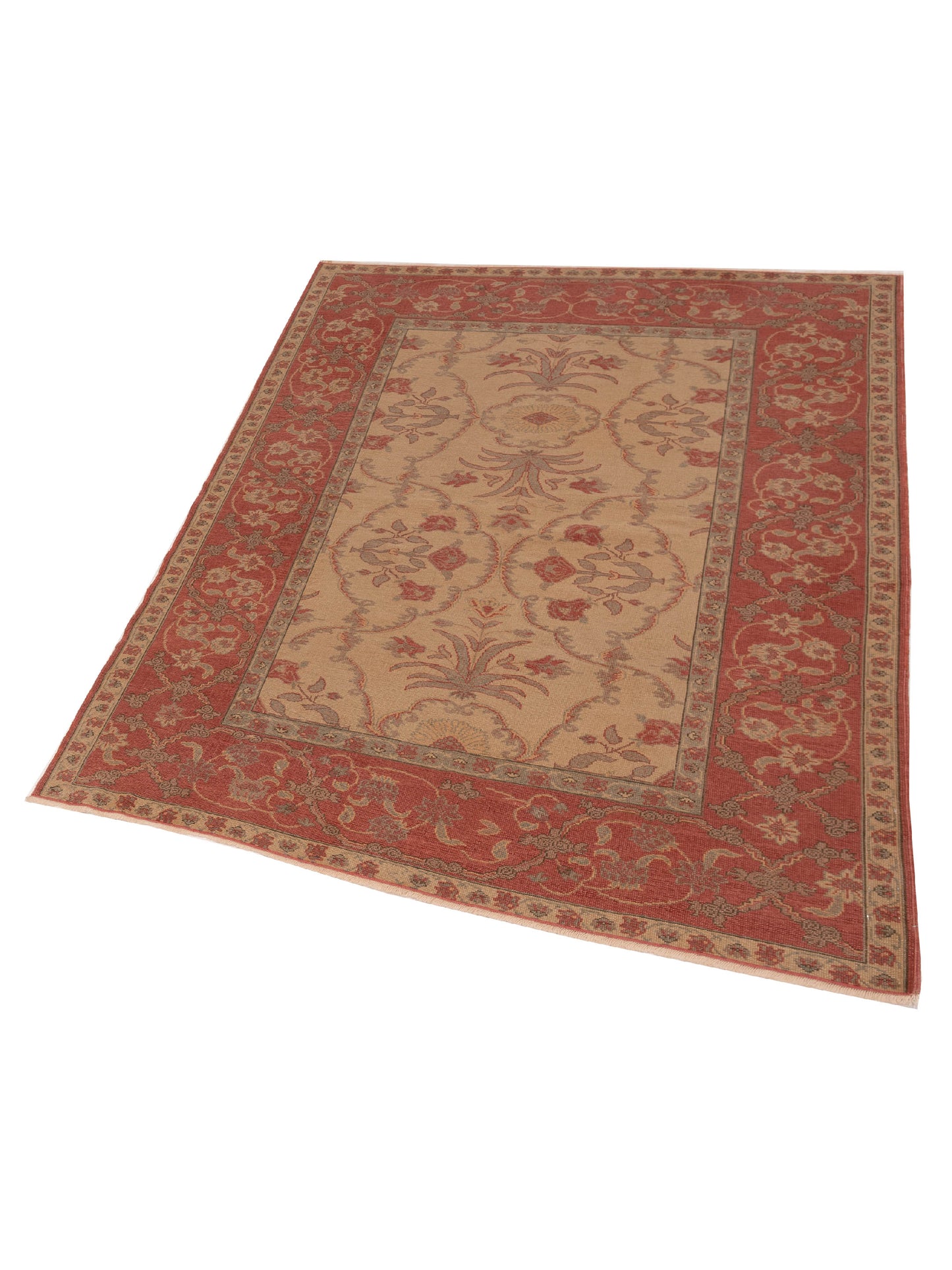 Antique Loom 147470 Ivory Rust 5.8x7.5 Hand Knotted Rug