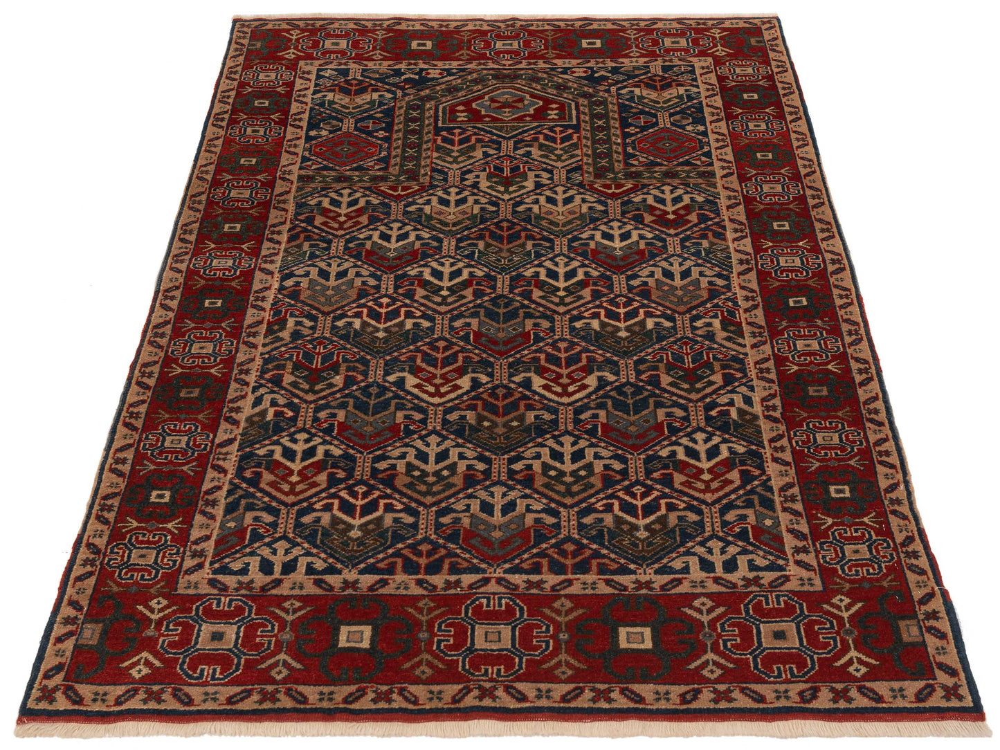 Antique Loom 147474 Navy Red 4.4x5.10 Hand Knotted Rug