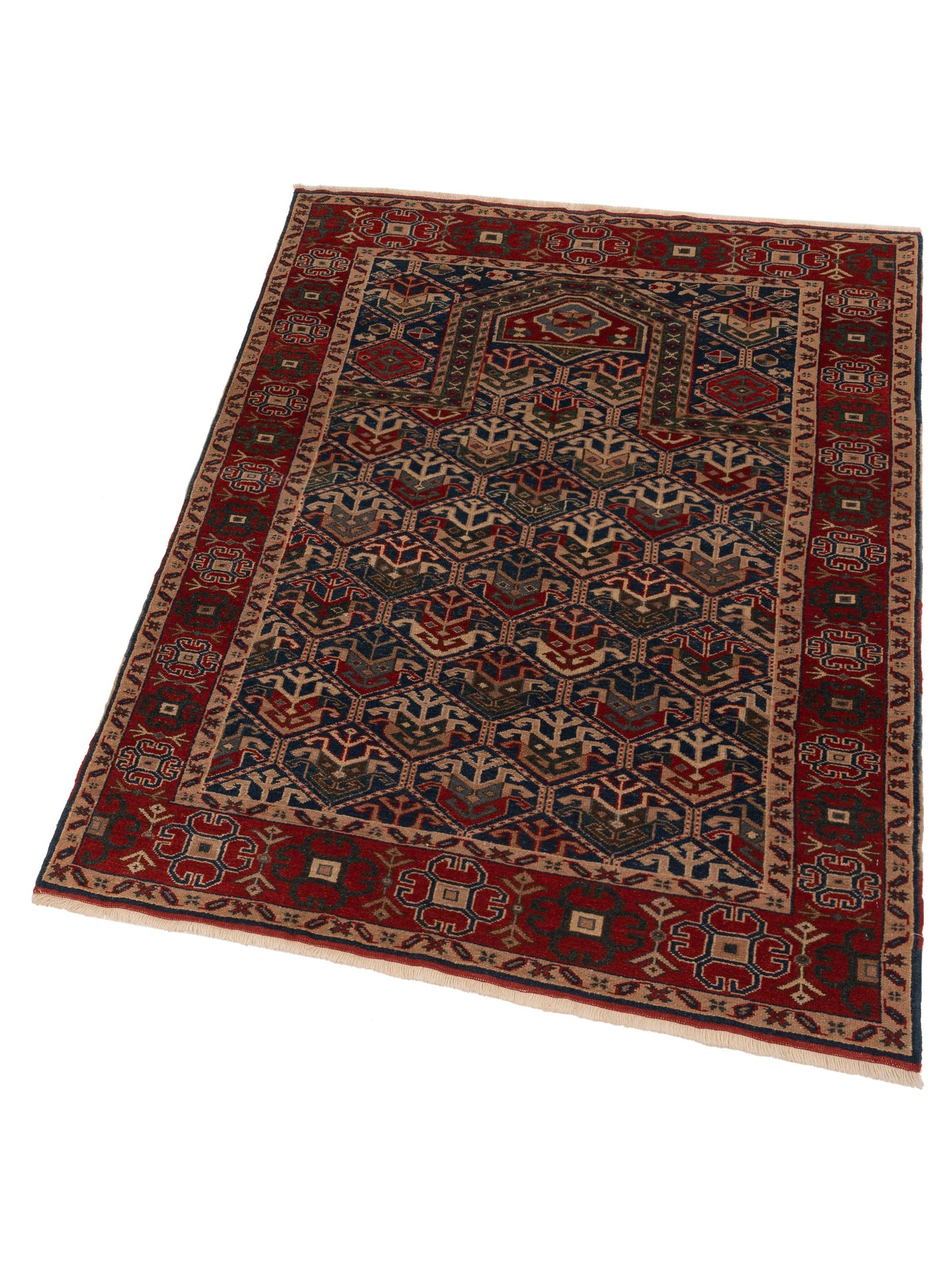 Antique Loom 147474 Navy Red 4.4x5.10 Hand Knotted Rug