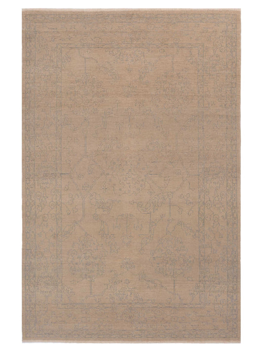 Defne Ruby Ivory Ice Blue  6.7x10 Hand Knotted Rug