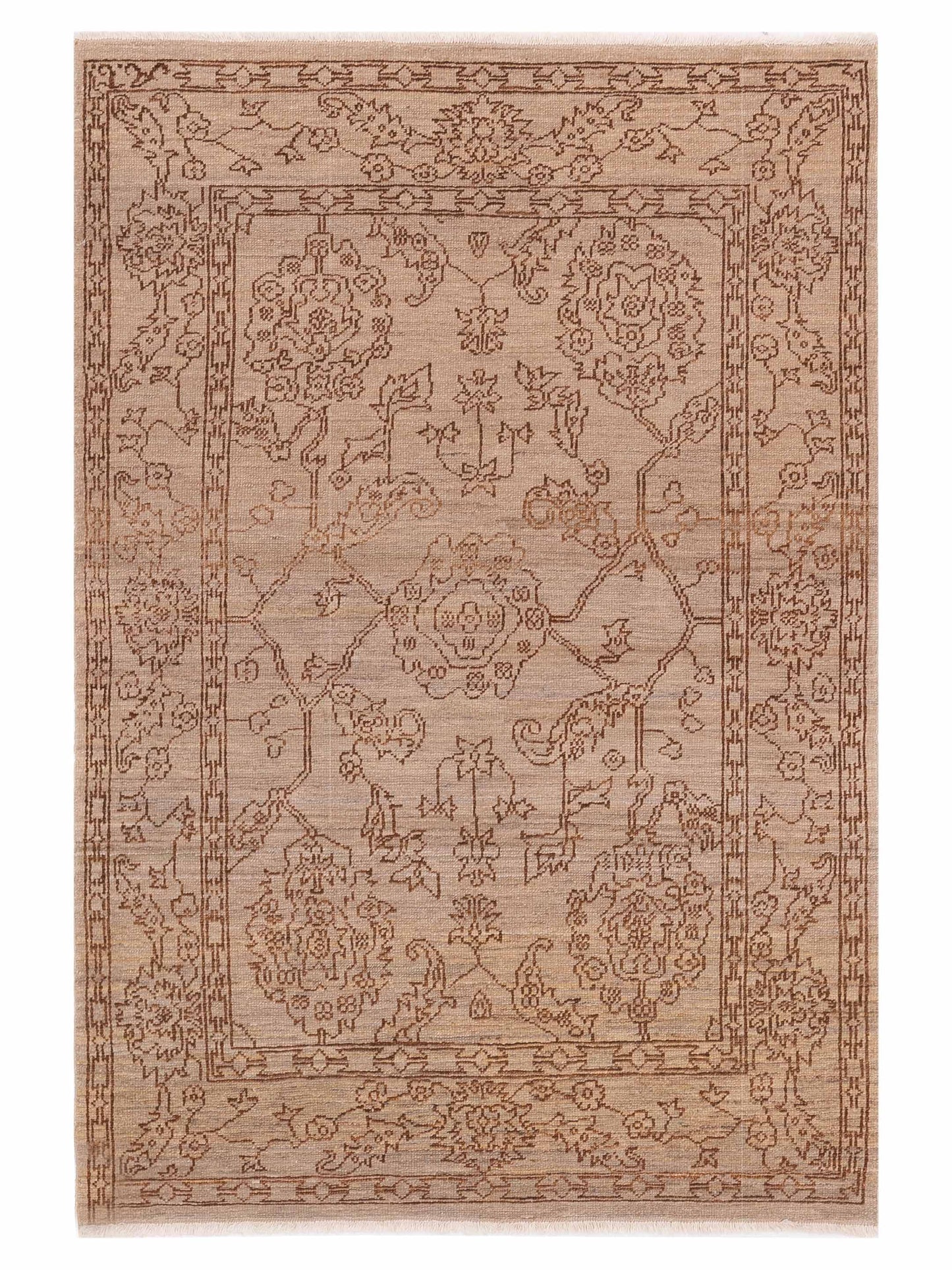 Defne Ruby Silver Dark Brown  4x6 Hand Knotted Rug