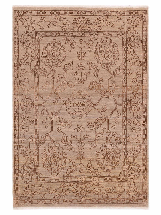 Defne Ruby Silver Dark Brown  4x6 Hand Knotted Rug