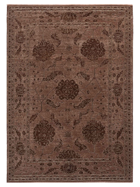 Defne Ruby Brown Ice Blue  6.5x9 Hand Knotted Rug