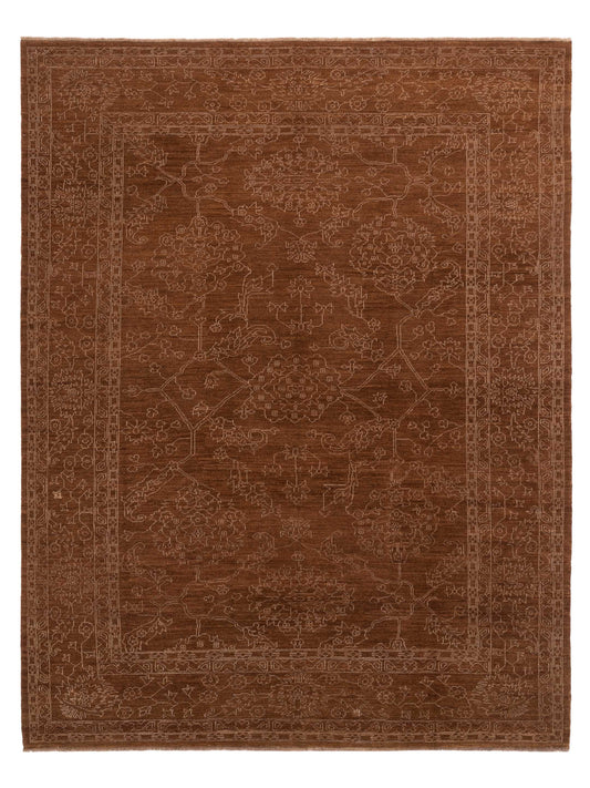 Defne Ruby Brown Silver  9.3x11.11 Hand Knotted Rug