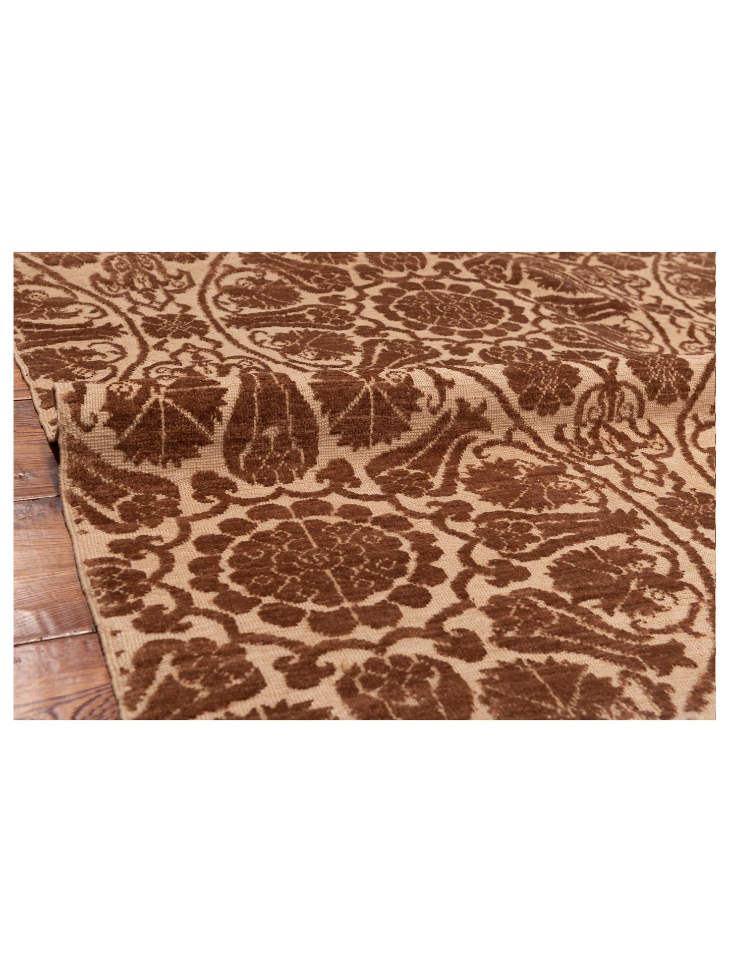 Defne Lotus Beige Brown 6.7x9.7 Hand Knotted Rug