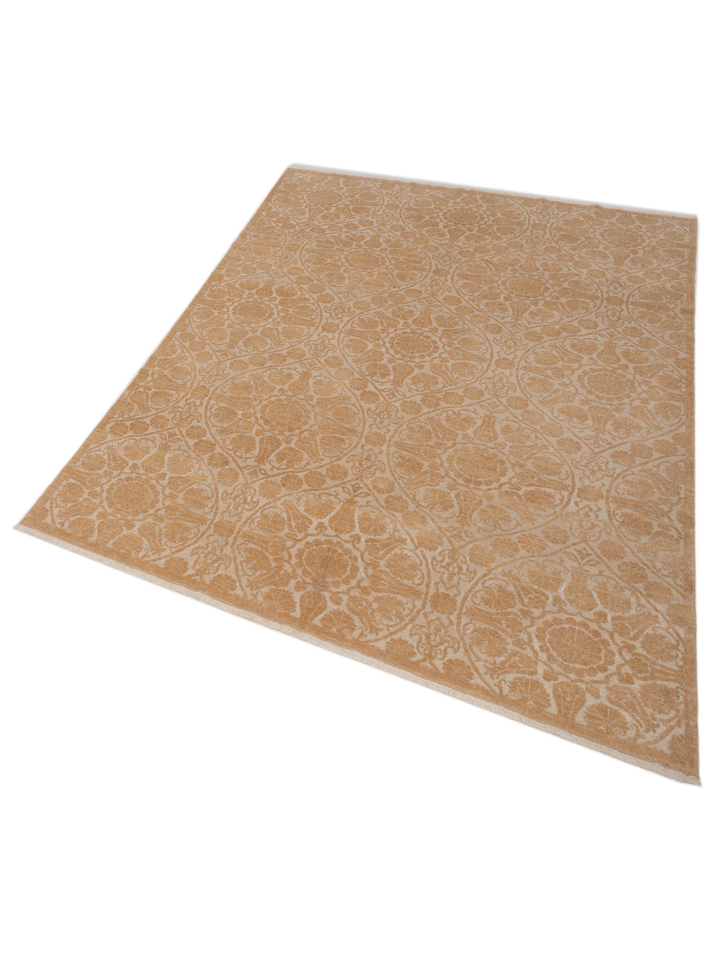Defne Lotus Ivory Gold 8.2x9.8 Hand Knotted Rug