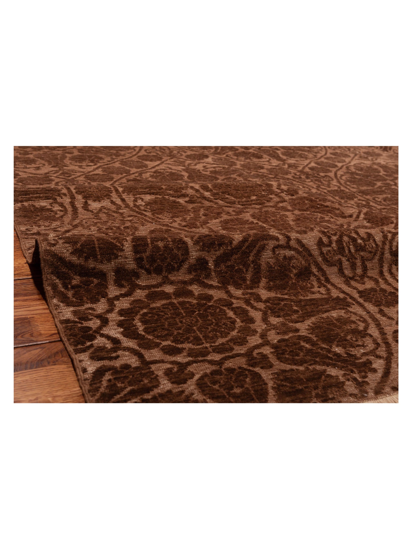 Defne Lotus Brown Dark Brown 6.8x9.8 Hand Knotted Rug