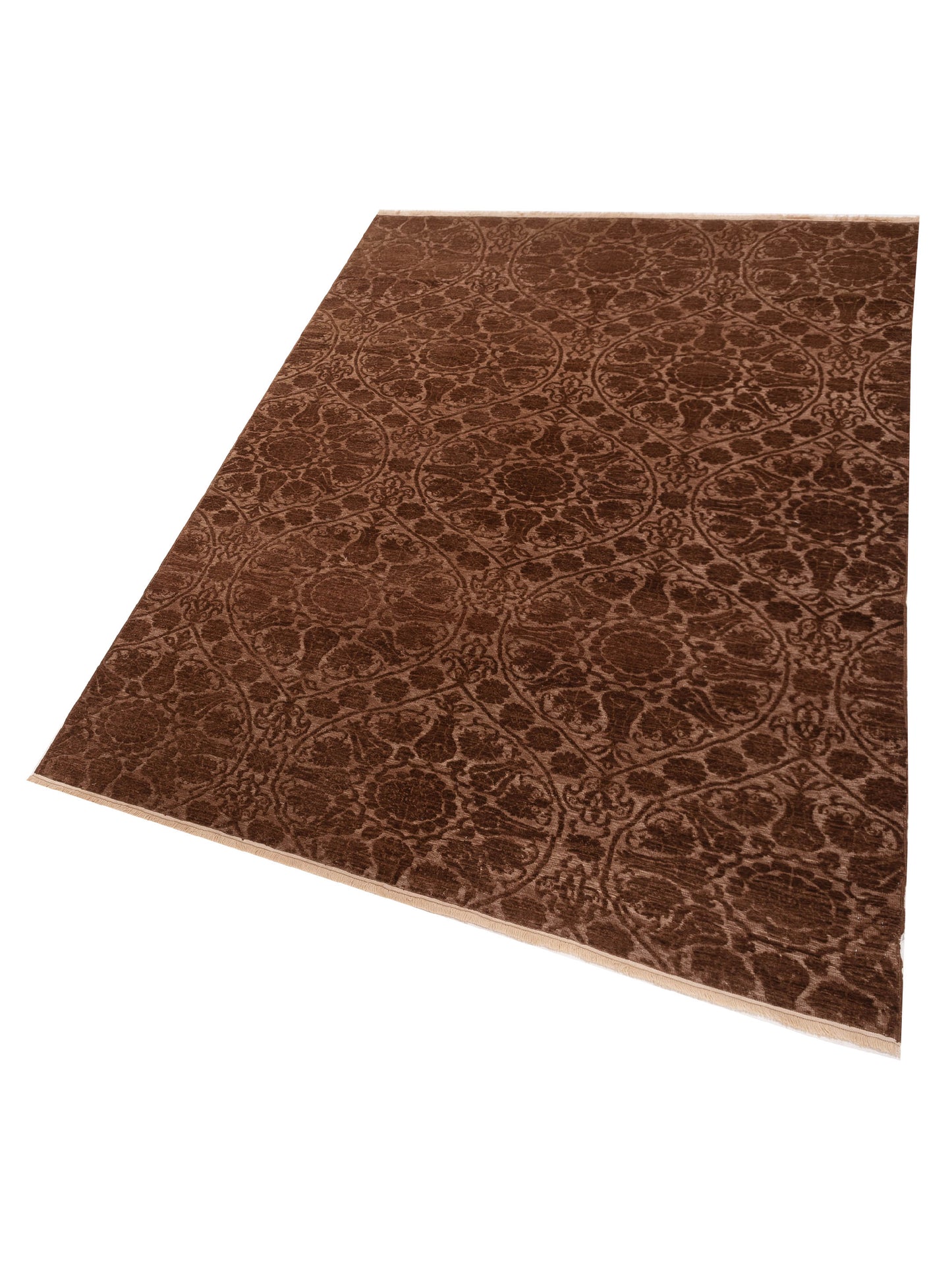 Defne Lotus Dark Brown Brown 6.6x9.4 Hand Knotted Rug
