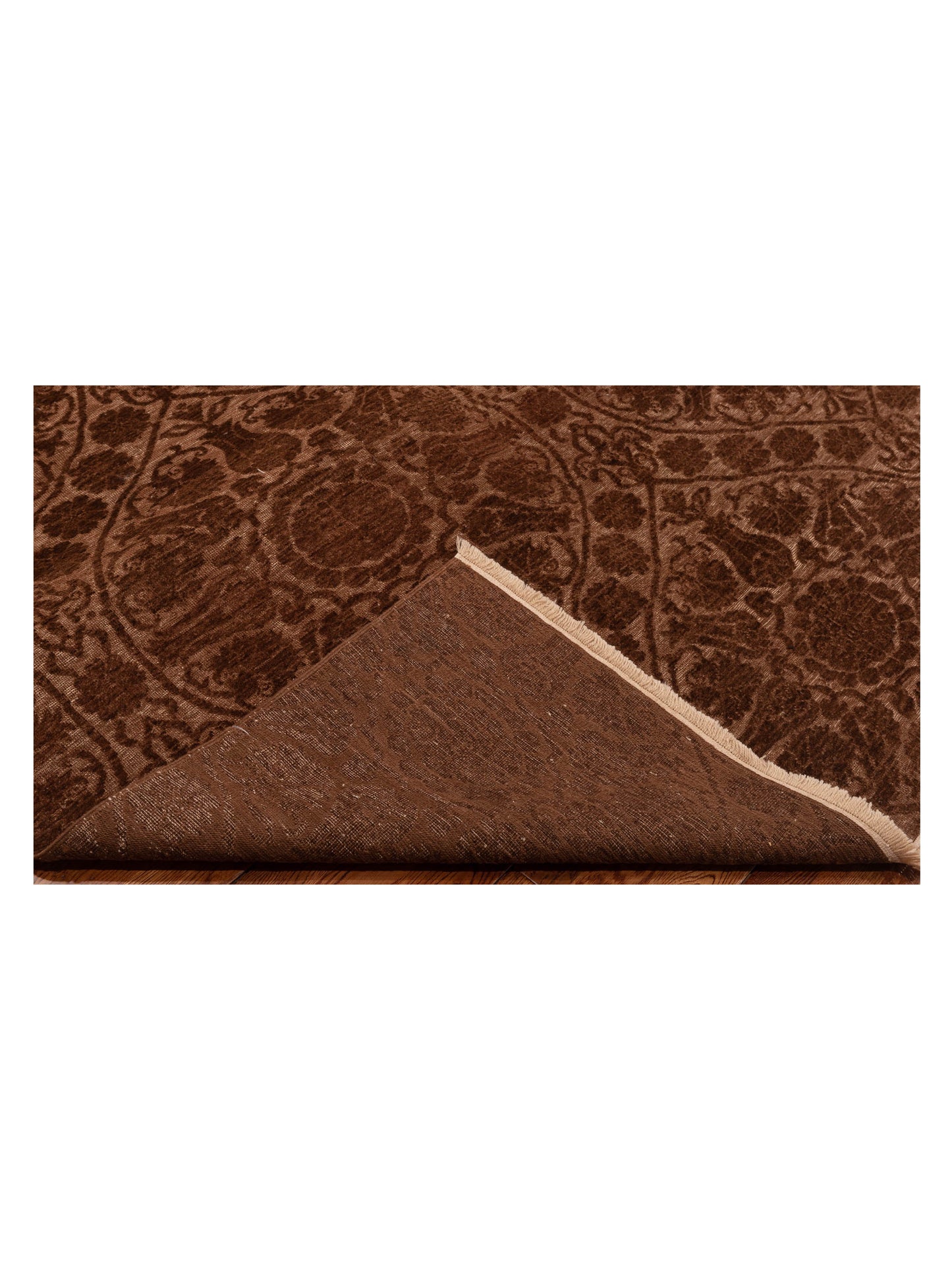 Defne Lotus Dark Brown Brown 6.6x9.4 Hand Knotted Rug
