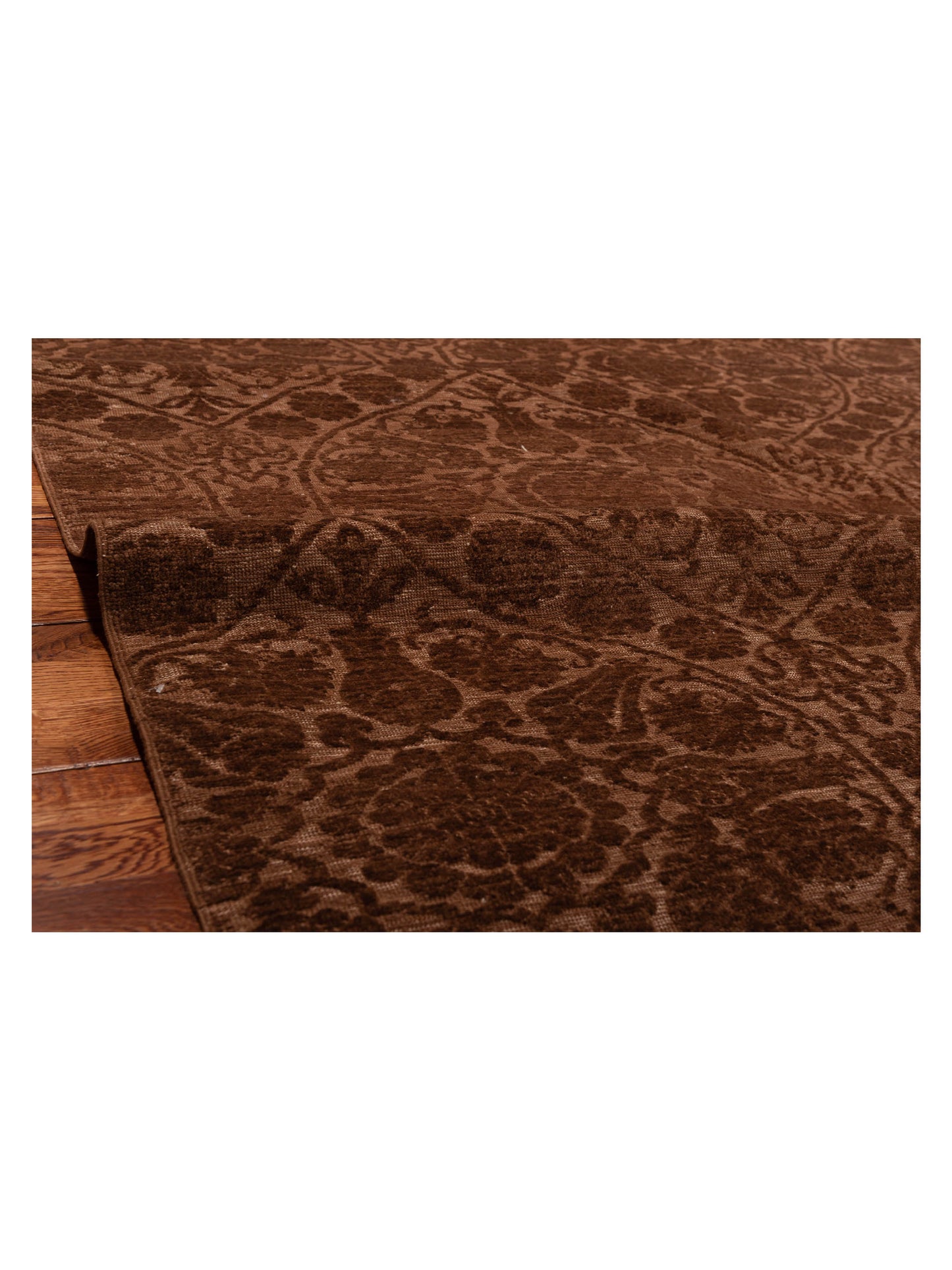 Defne Lotus Dark Brown Brown 6.6x9.4 Hand Knotted Rug