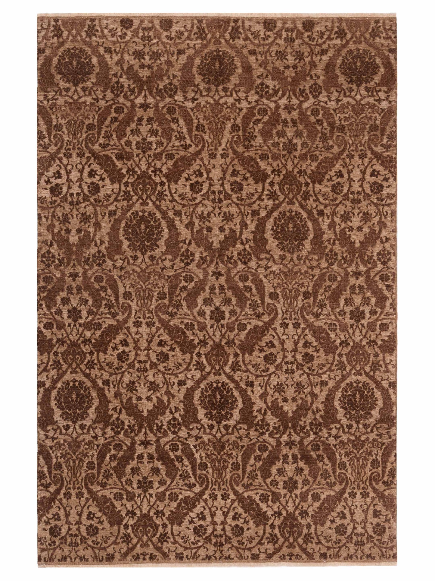 Defne Orchid Brown Drak Brown 6.6x9.9 Hand Knotted Rug