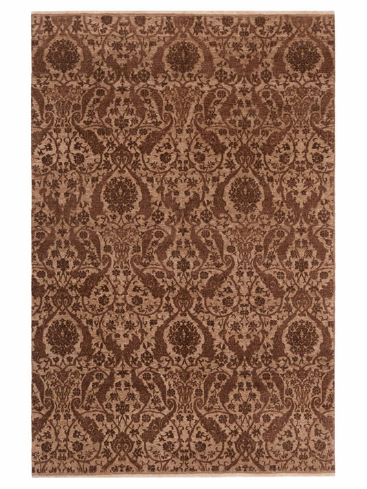 Defne Orchid Brown Drak Brown 6.6x9.9 Hand Knotted Rug
