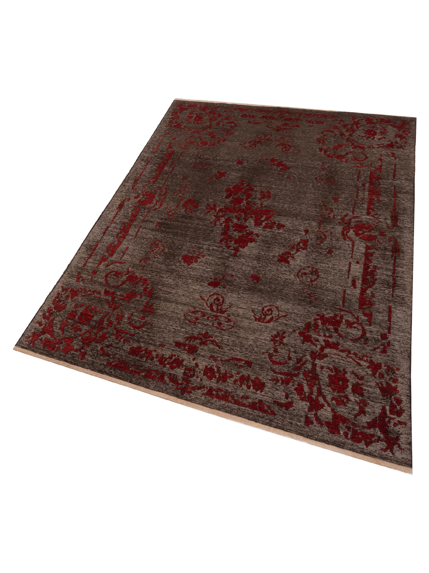 Defne Clove Charcoal Red 6.8x9 Hand Knotted Rug