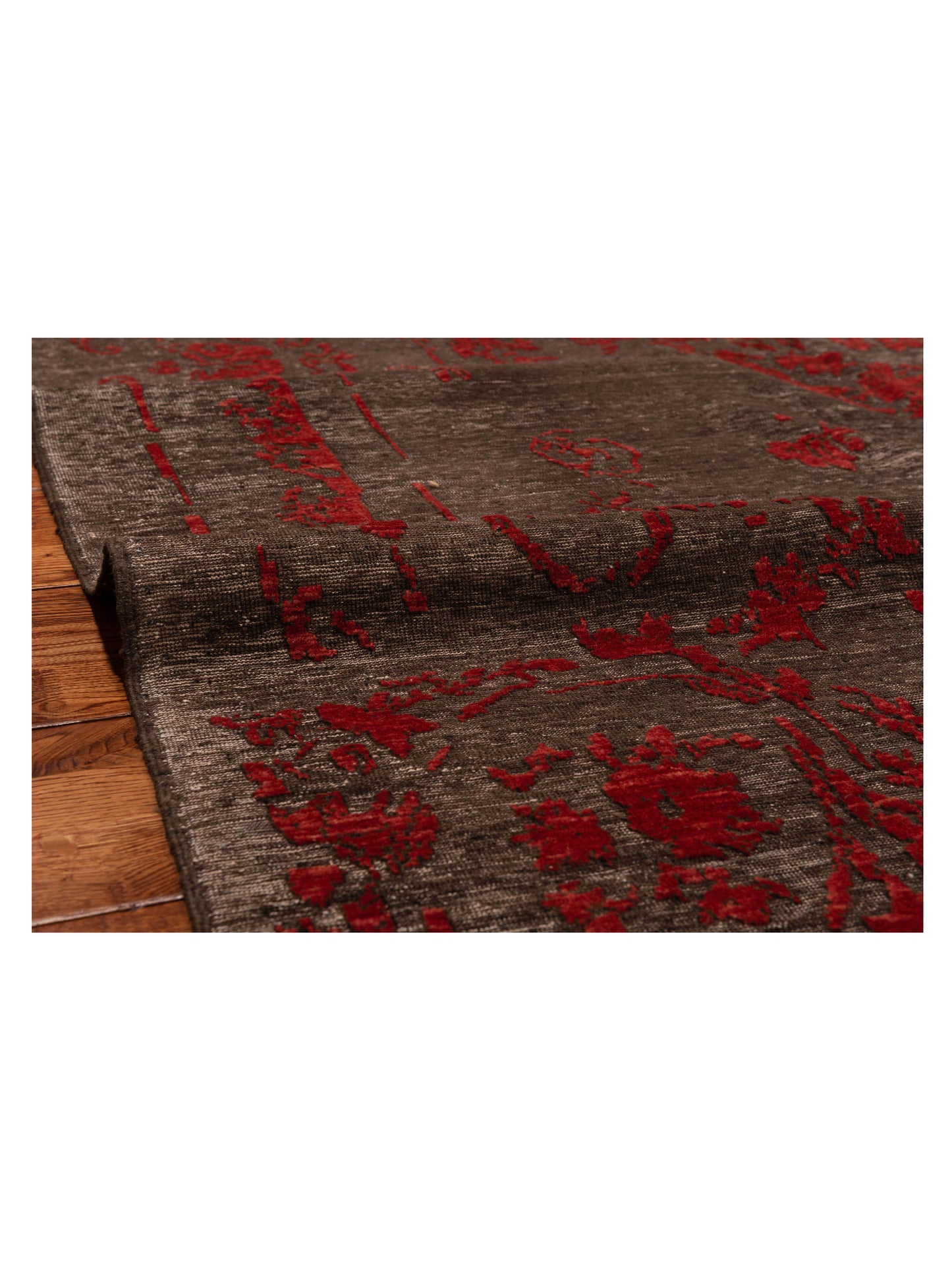 Defne Clove Charcoal Red 6.8x9 Hand Knotted Rug