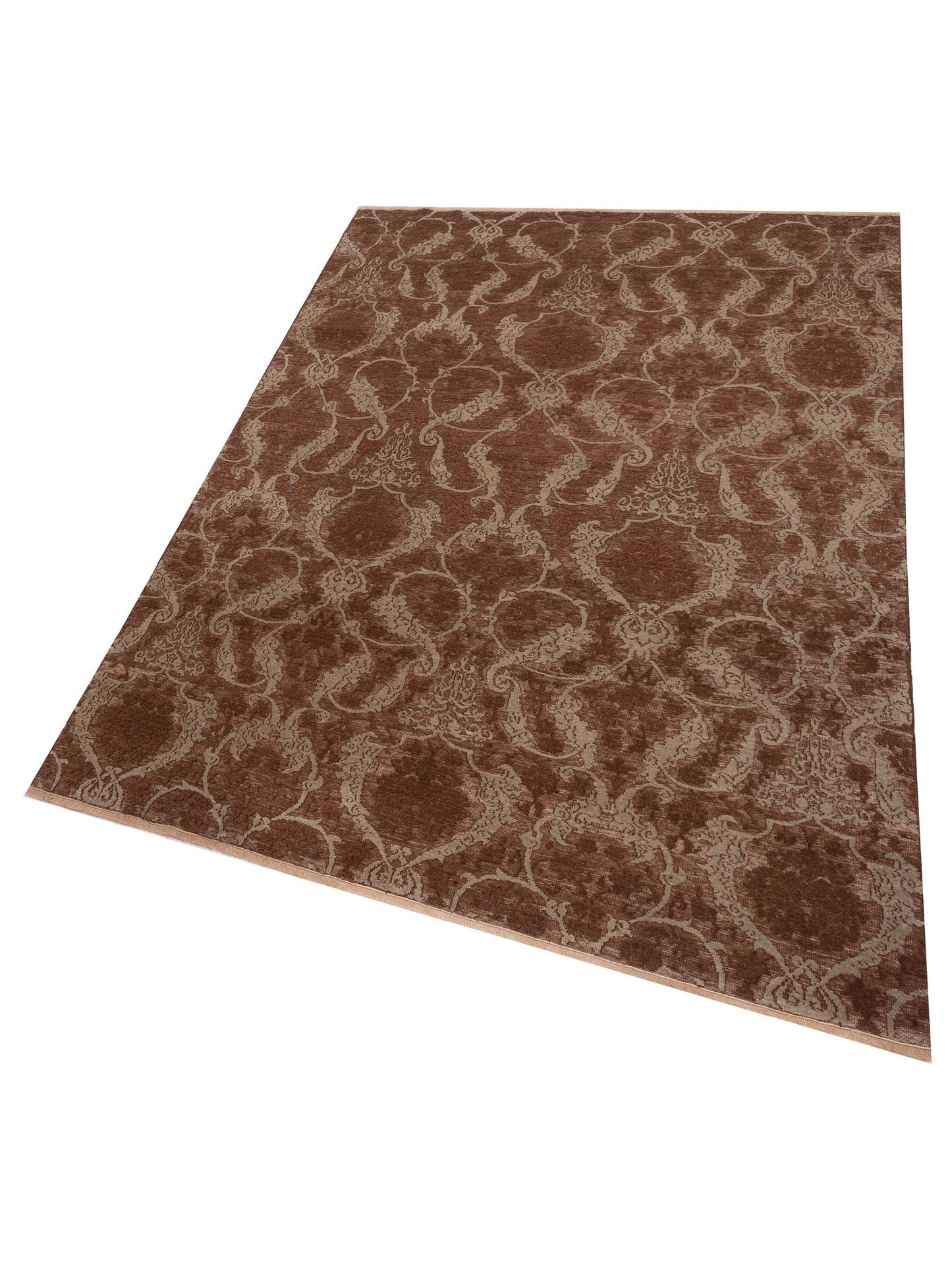 Defne 147521 Brown Ice Blue  6.6x9.5 Hand Knotted Rug