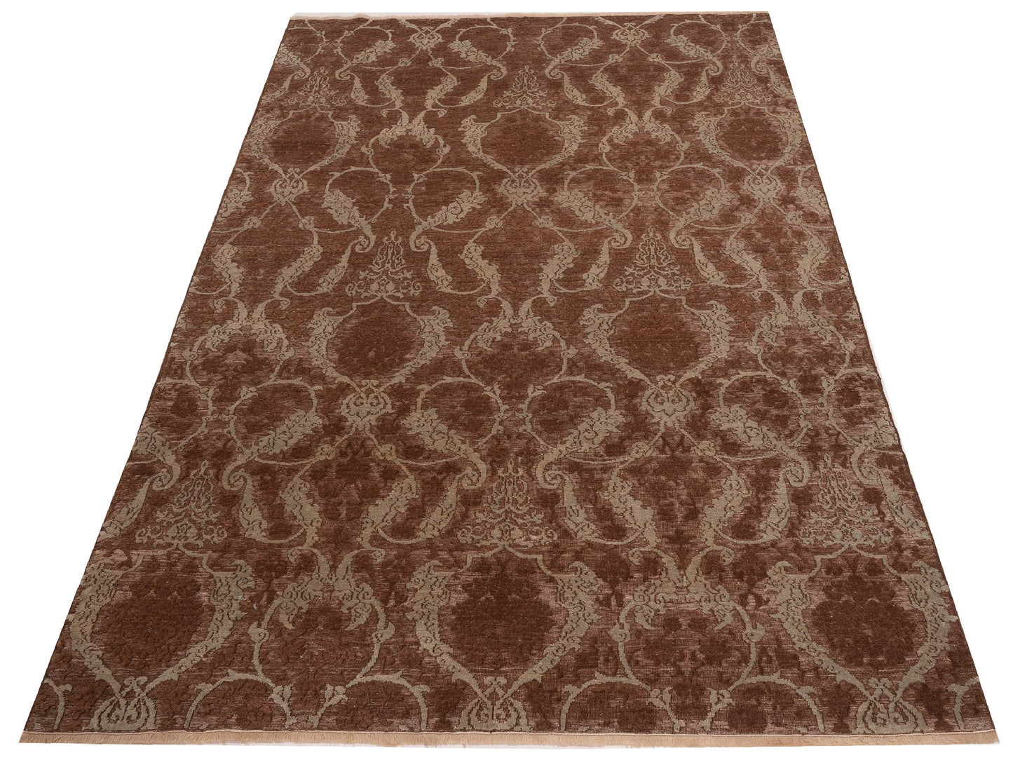 Defne 147521 Brown Ice Blue  6.6x9.5 Hand Knotted Rug