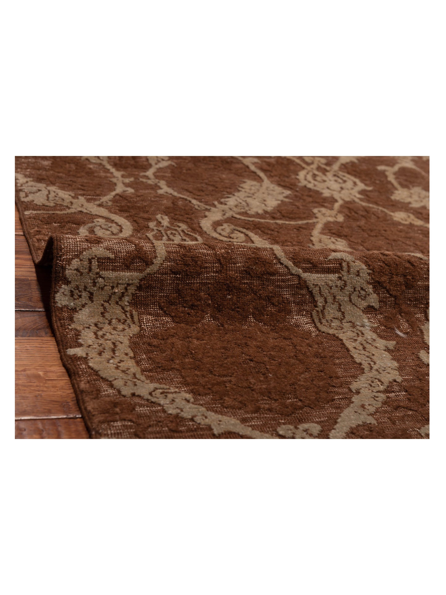 Defne 147521 Brown Ice Blue  6.6x9.5 Hand Knotted Rug