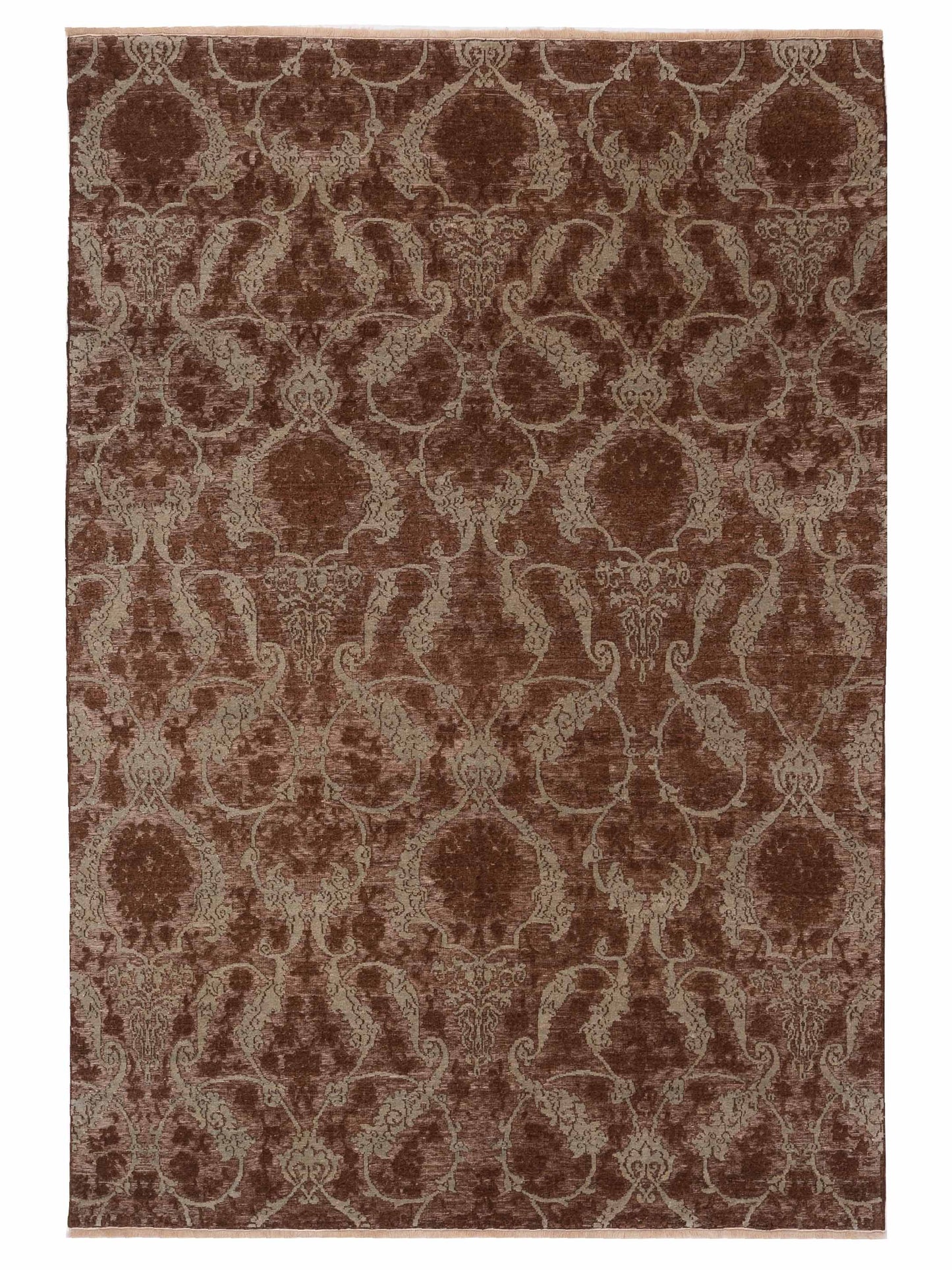 Defne 147521 Brown Ice Blue  6.6x9.5 Hand Knotted Rug