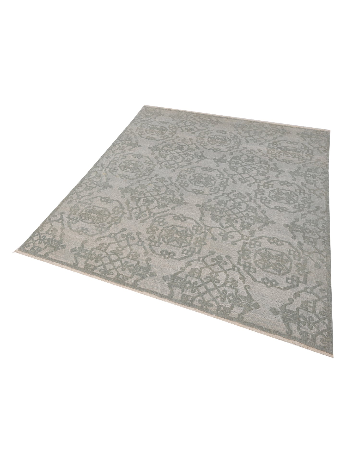 Defne Leaf Ice Blue Ice Blue 8x9.5 Hand Knotted Rug