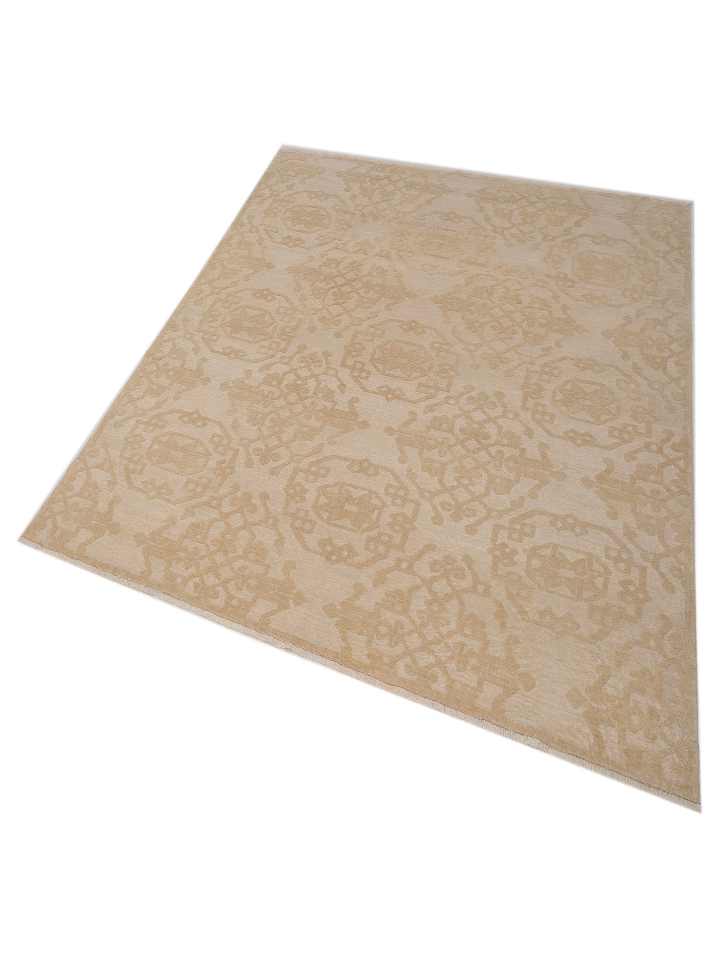 Defne Leaf Ivory Ivory  8.2x9.6 Hand Knotted Rug