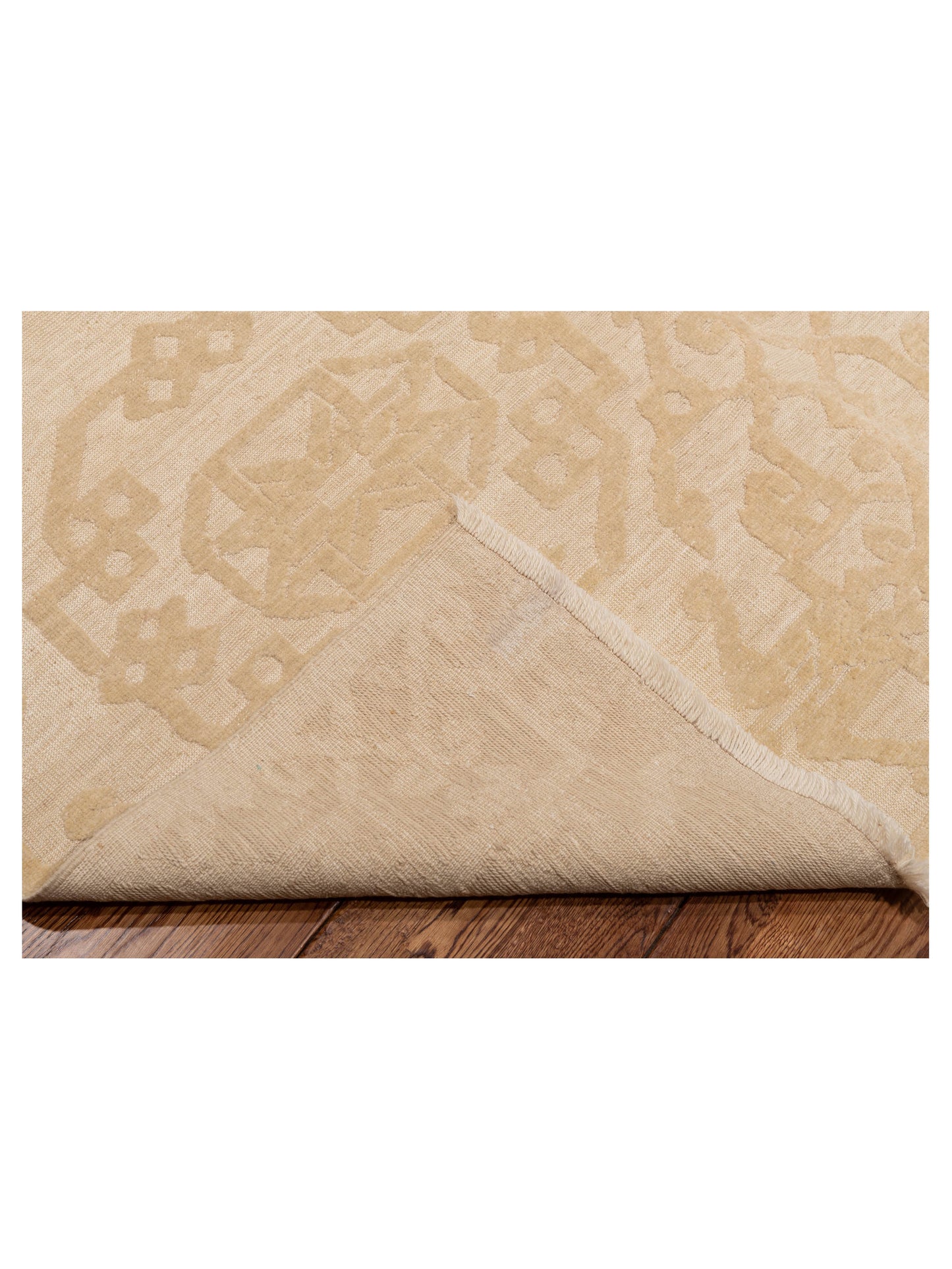 Defne Leaf Ivory Ivory  8.2x9.6 Hand Knotted Rug