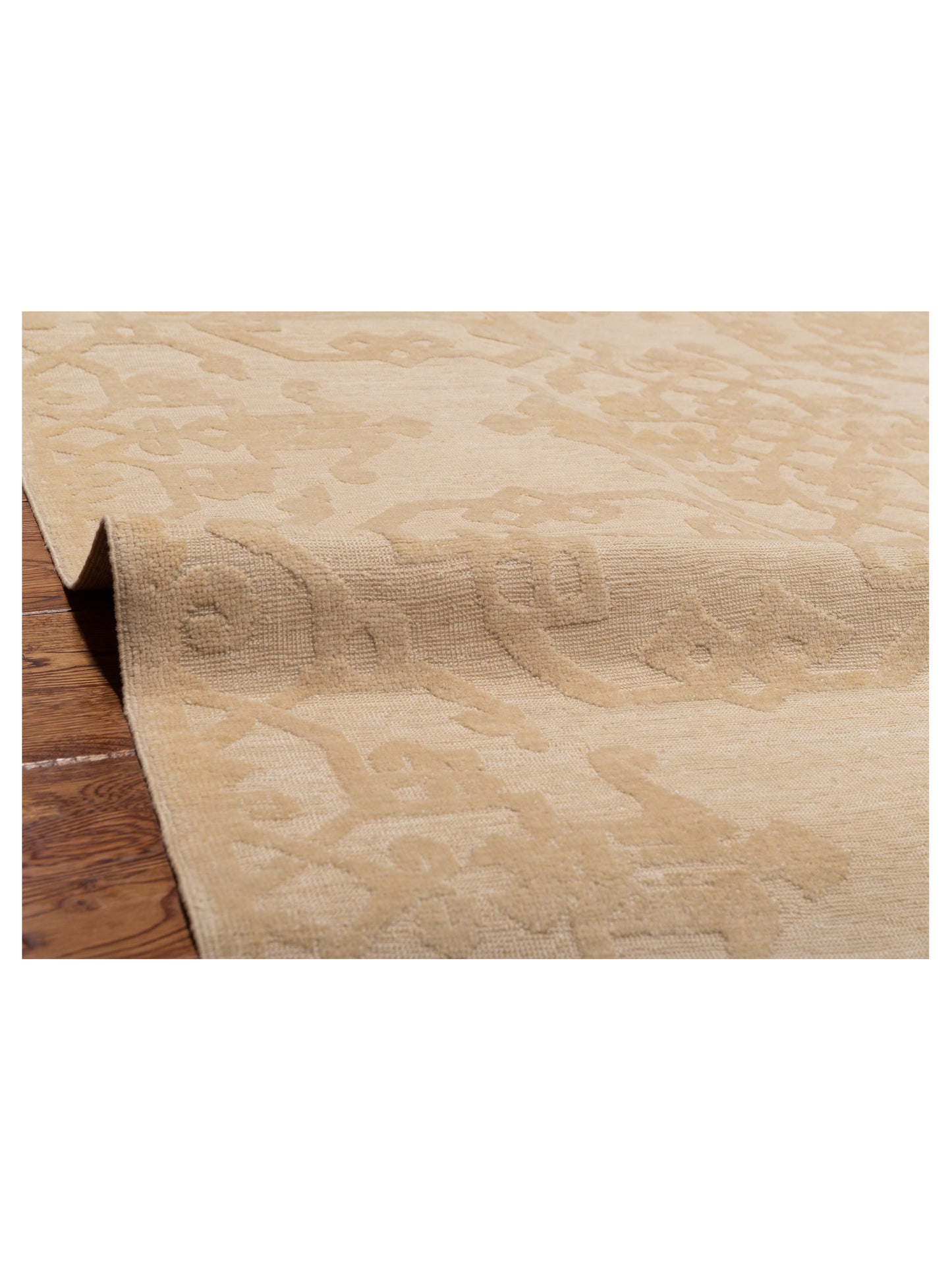 Defne Leaf Ivory Ivory  8.2x9.6 Hand Knotted Rug
