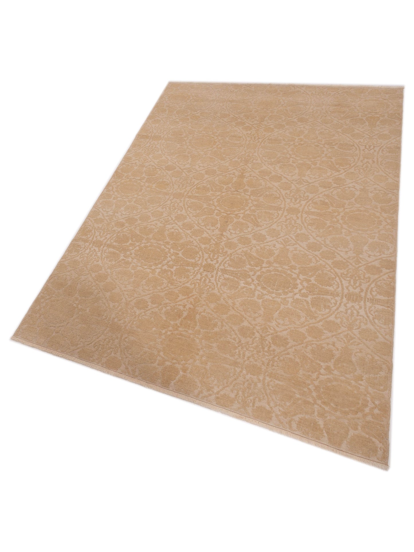 Defne Lotus Ivory Ivory 6.8x9.11 Hand Knotted Rug