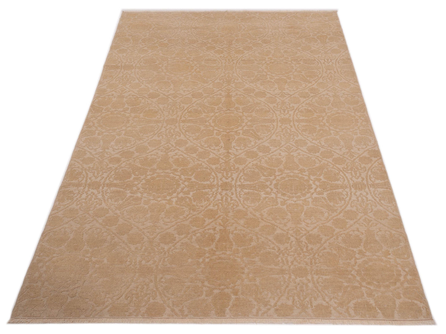 Defne Lotus Ivory Ivory 6.8x9.11 Hand Knotted Rug