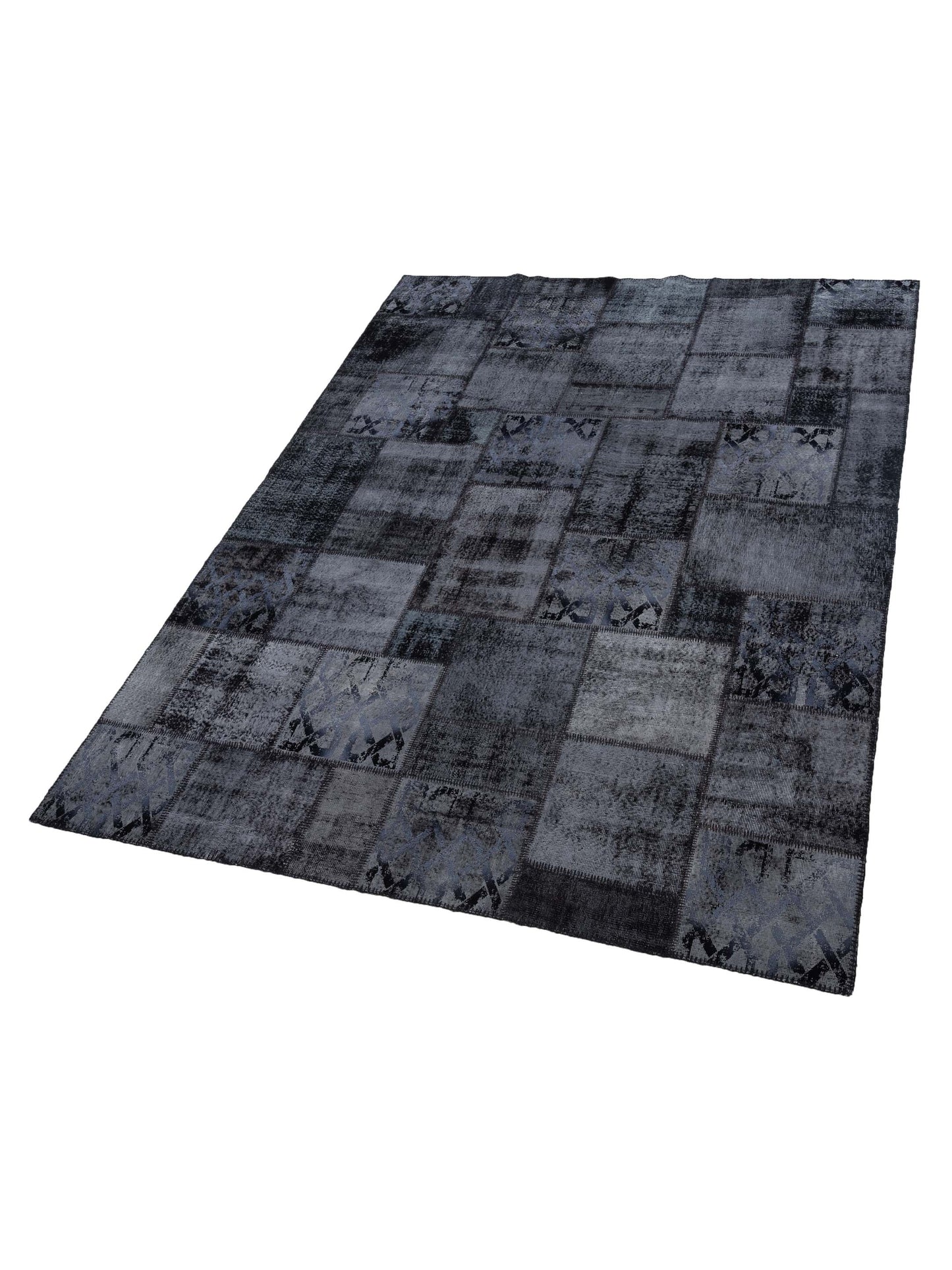 Turkish Vestige Patchwork 147557 Black 9.1x12 Hand Knotted Rug