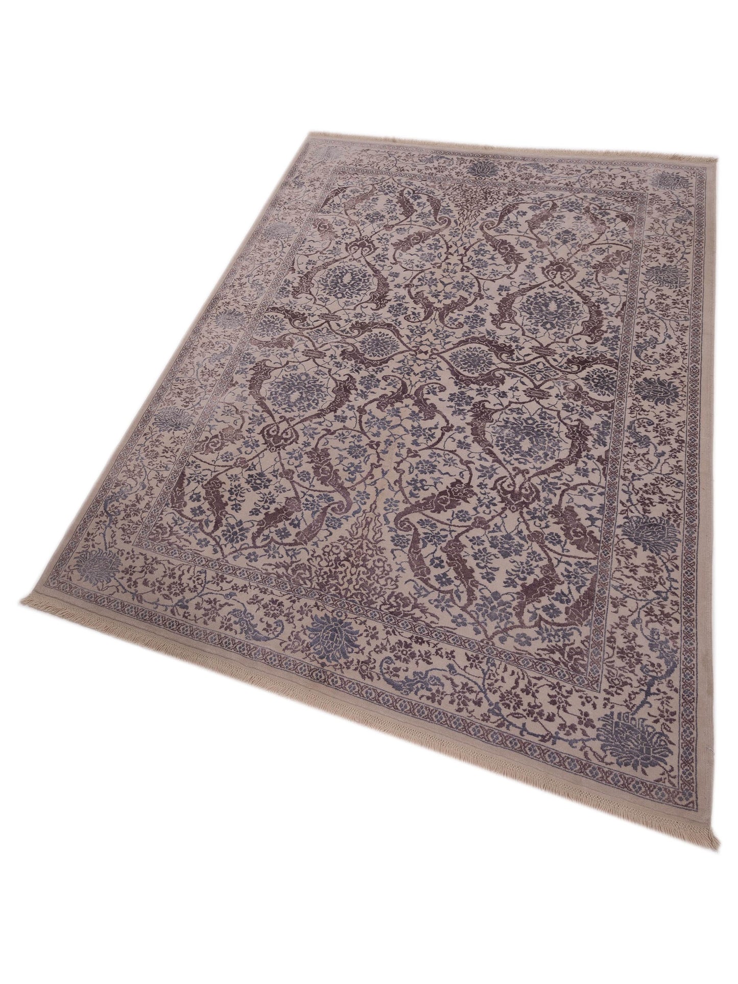 Defne Orchid Ivory Brown 6.9x9.4 Hand Knotted Rug