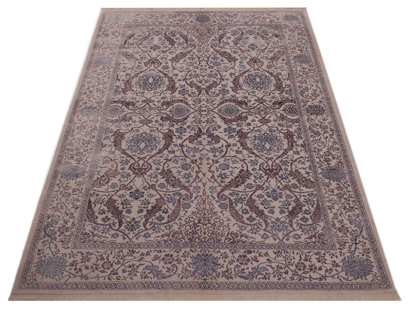 Defne Orchid Ivory Brown 6.9x9.4 Hand Knotted Rug