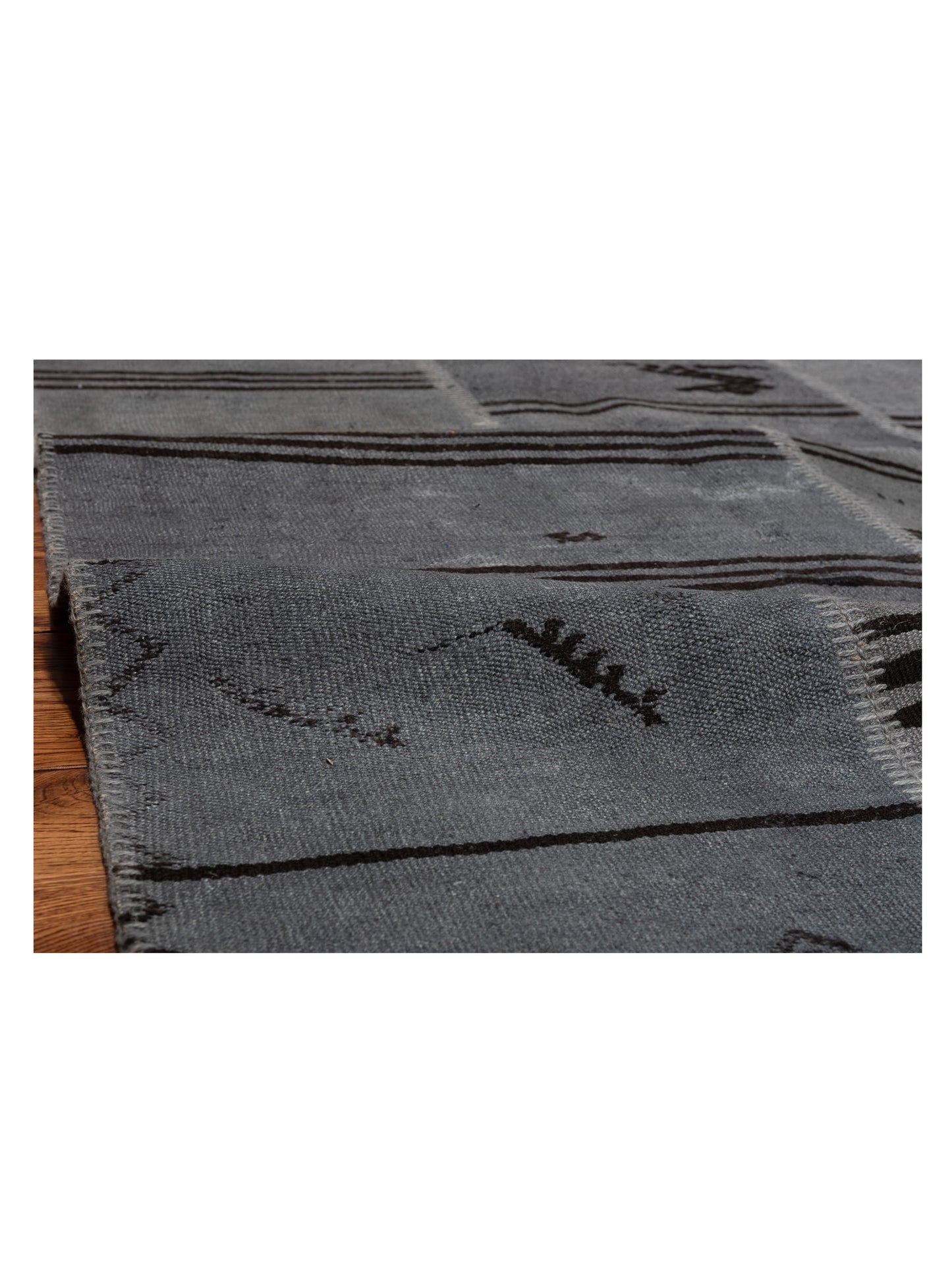 Turkish Vestige Patchwork 147799 Gray Gray 8.3x9.10 Hand Knotted Rug
