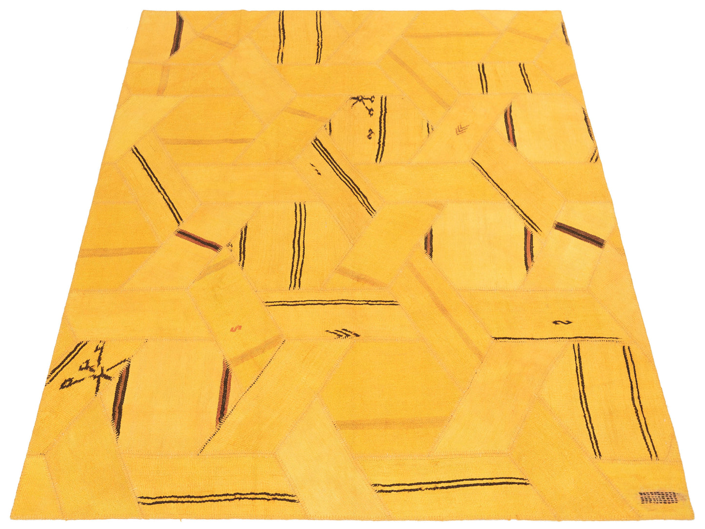 Turkish Vestige Patchwork 147801 Yellow Yellow 8.3x9.10 Hand Knotted Rug