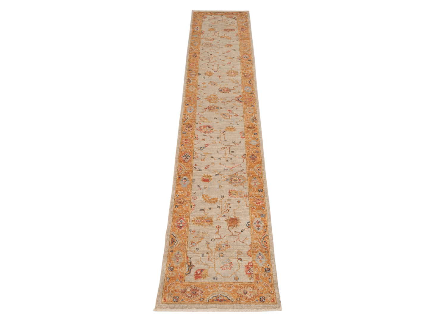 Angora Oushak 148042 Ivory Orange 2.8x15 Hand Knotted Rug