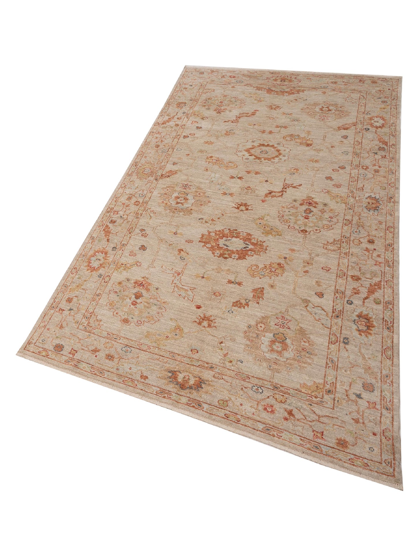 Angora Oushak 148217 Ivory Silver 6.1x11.2 Hand Knotted Rug