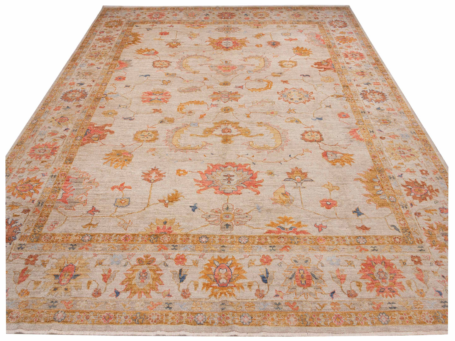 Angora Oushak 148237 Ivory Ivory 14.2x16.5 Hand Knotted Rug