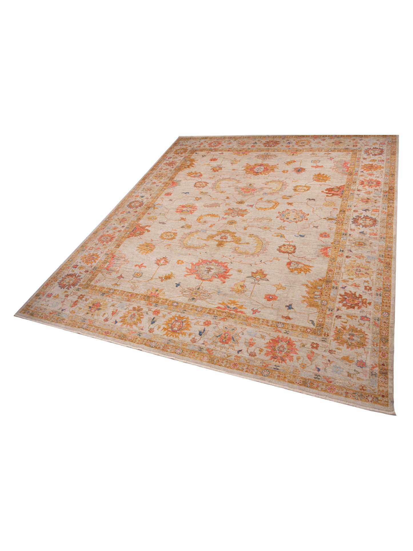 Angora Oushak 148237 Ivory Ivory 14.2x16.5 Hand Knotted Rug