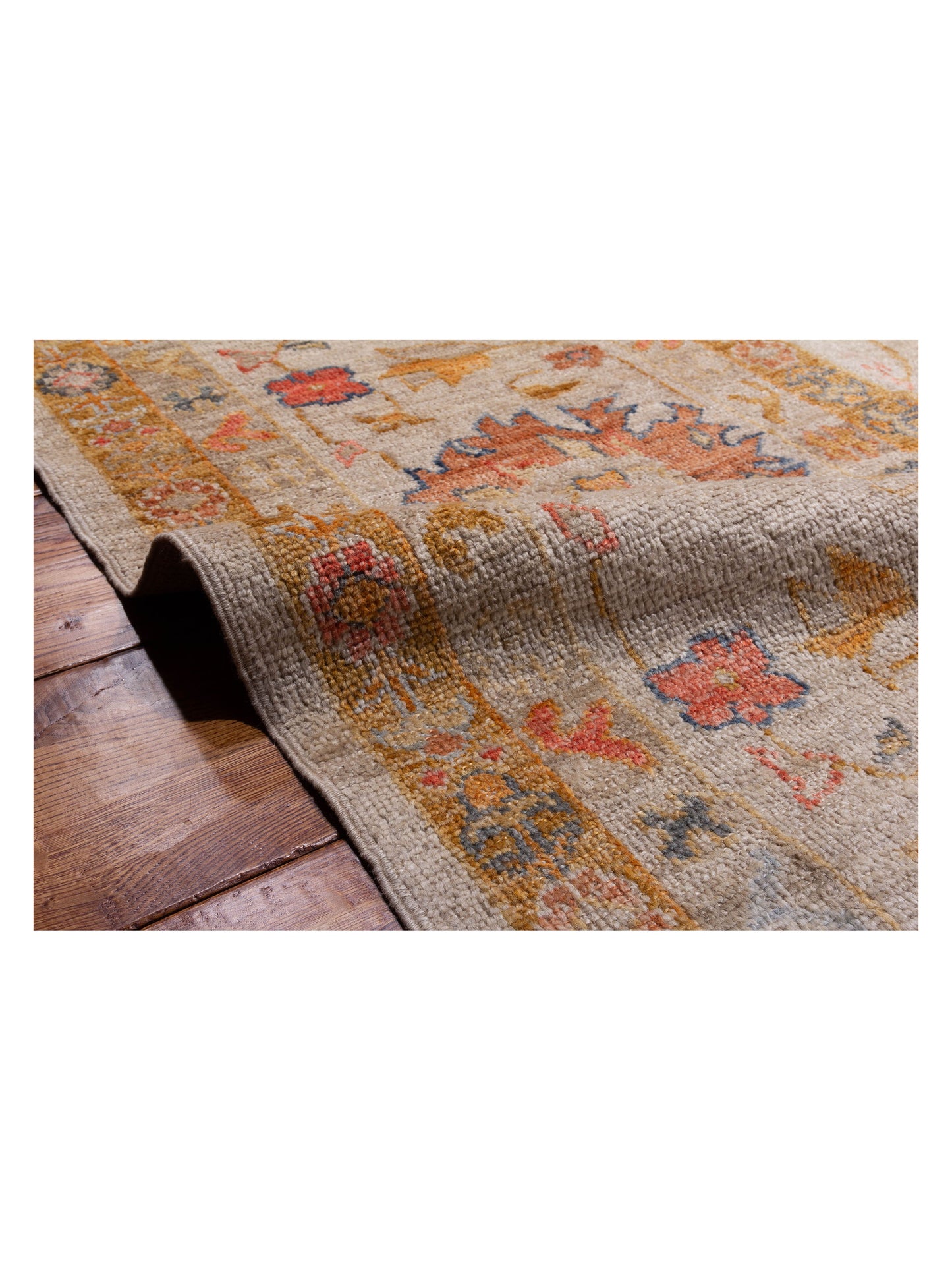 Angora Oushak 148237 Ivory Ivory 14.2x16.5 Hand Knotted Rug