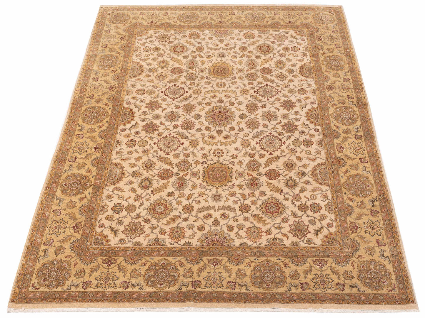Ghazani 148313 Ivory Gold 9x12.2 Hand Knotted Rug