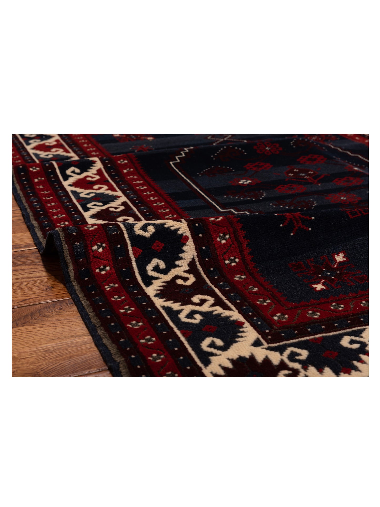 Turkish Shirwan 148339 Charcoal Ivory 4x5.10 Hand Knotted Rug