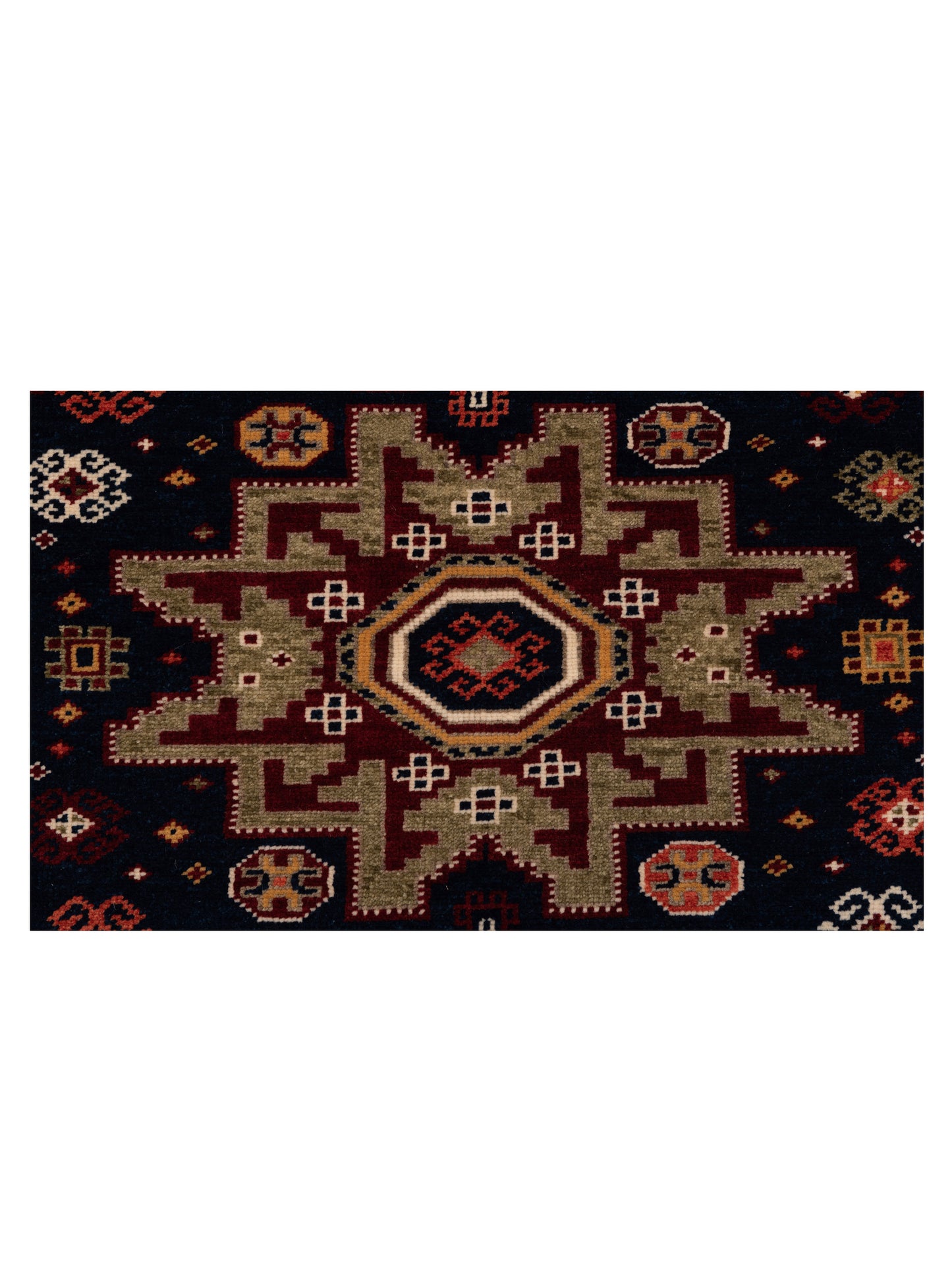 Turkish Shirwan 148340 Navy Ivory 3.10x5.8 Hand Knotted Rug