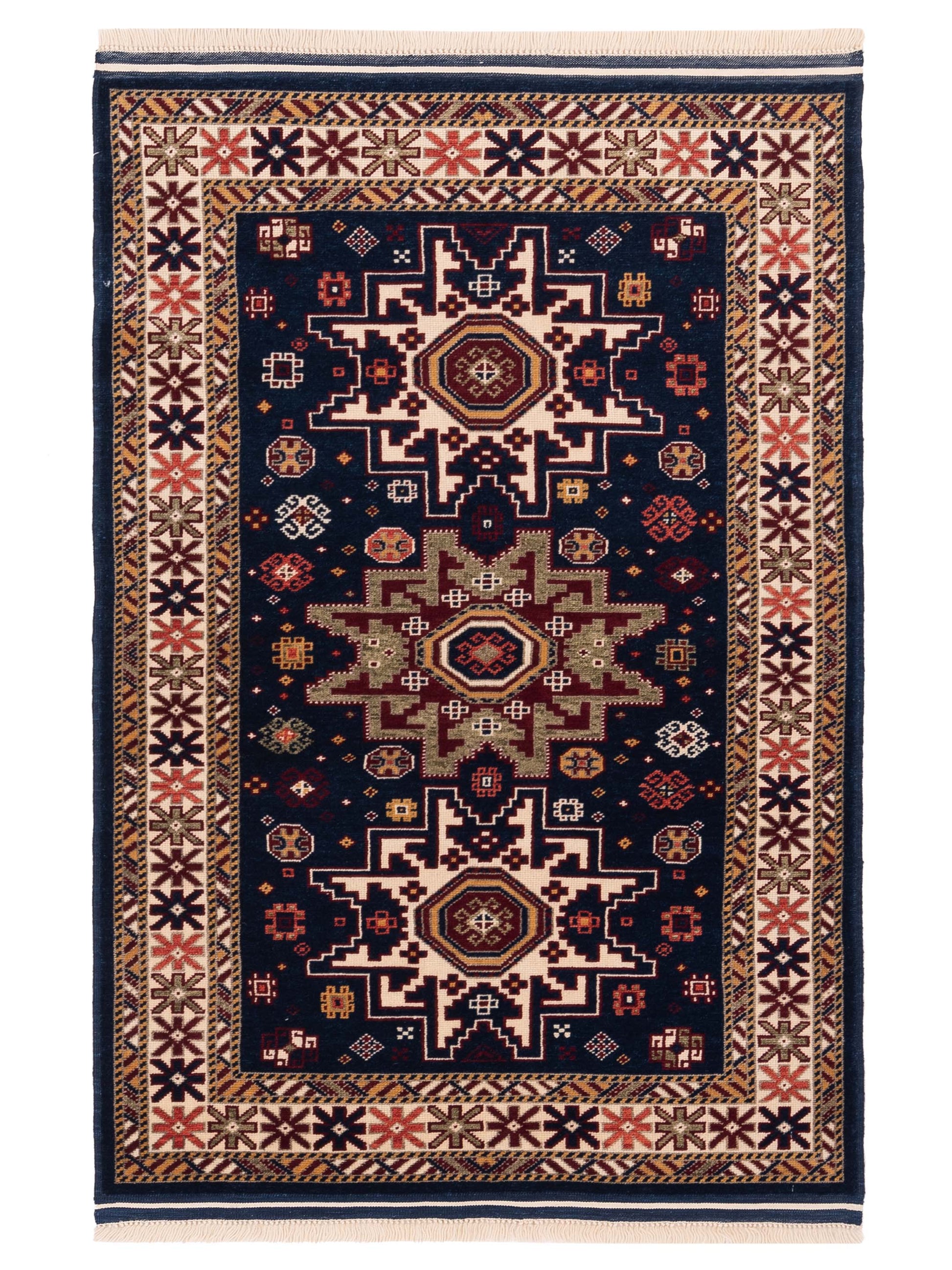 Pasha Turkish Shirwan  Navy Ivory Traditional
